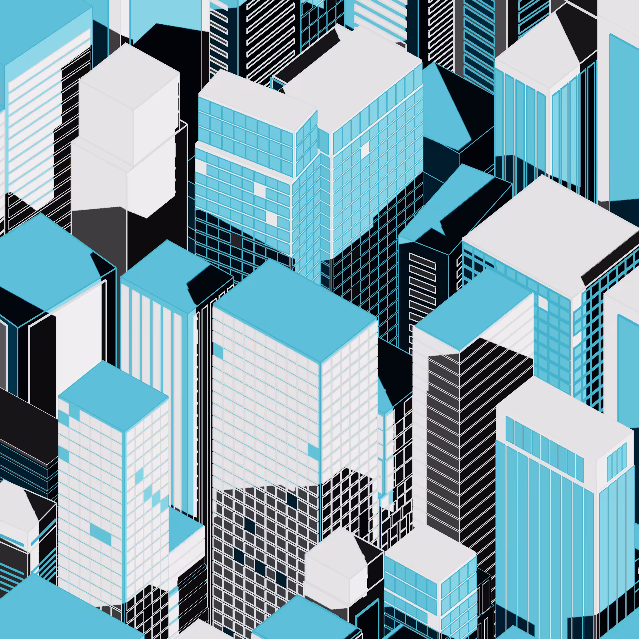 Big blue buildings