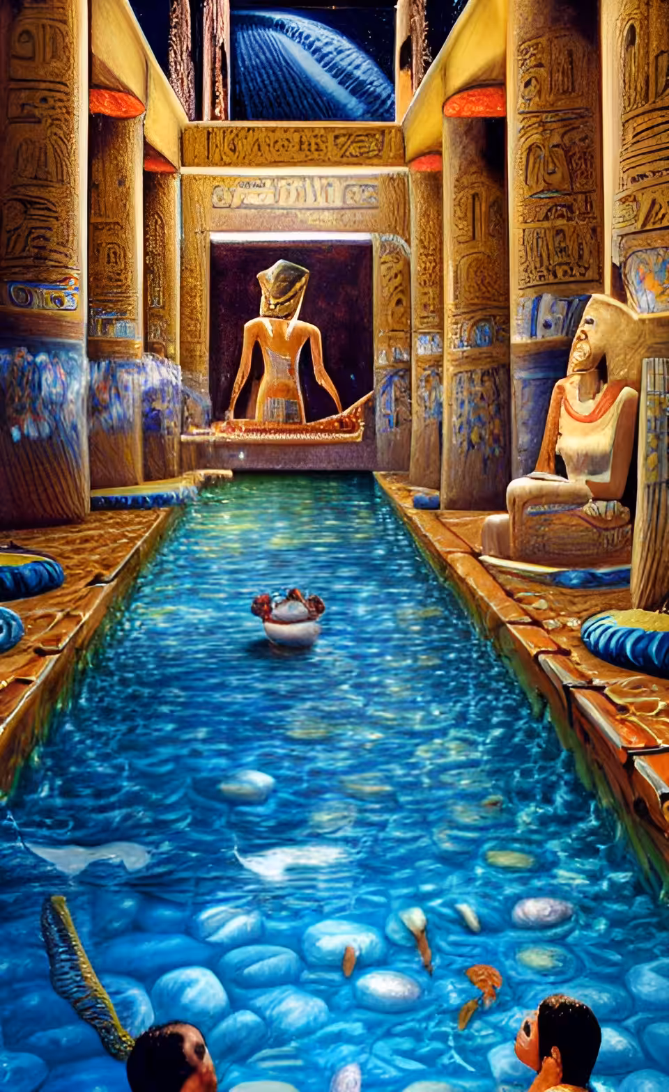 Ancient Paintings : Pool bath