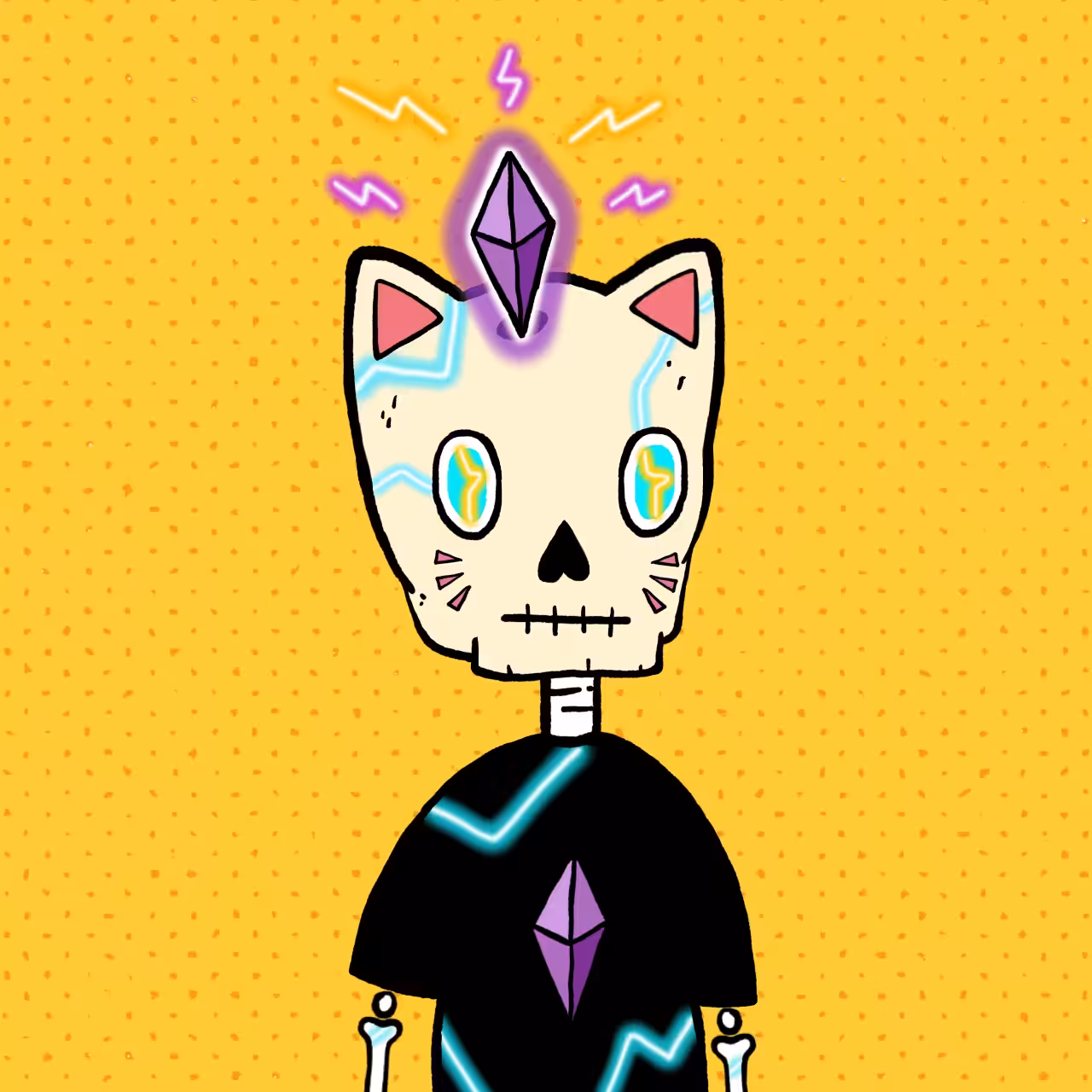 #066 Skeledude X God cyber cat