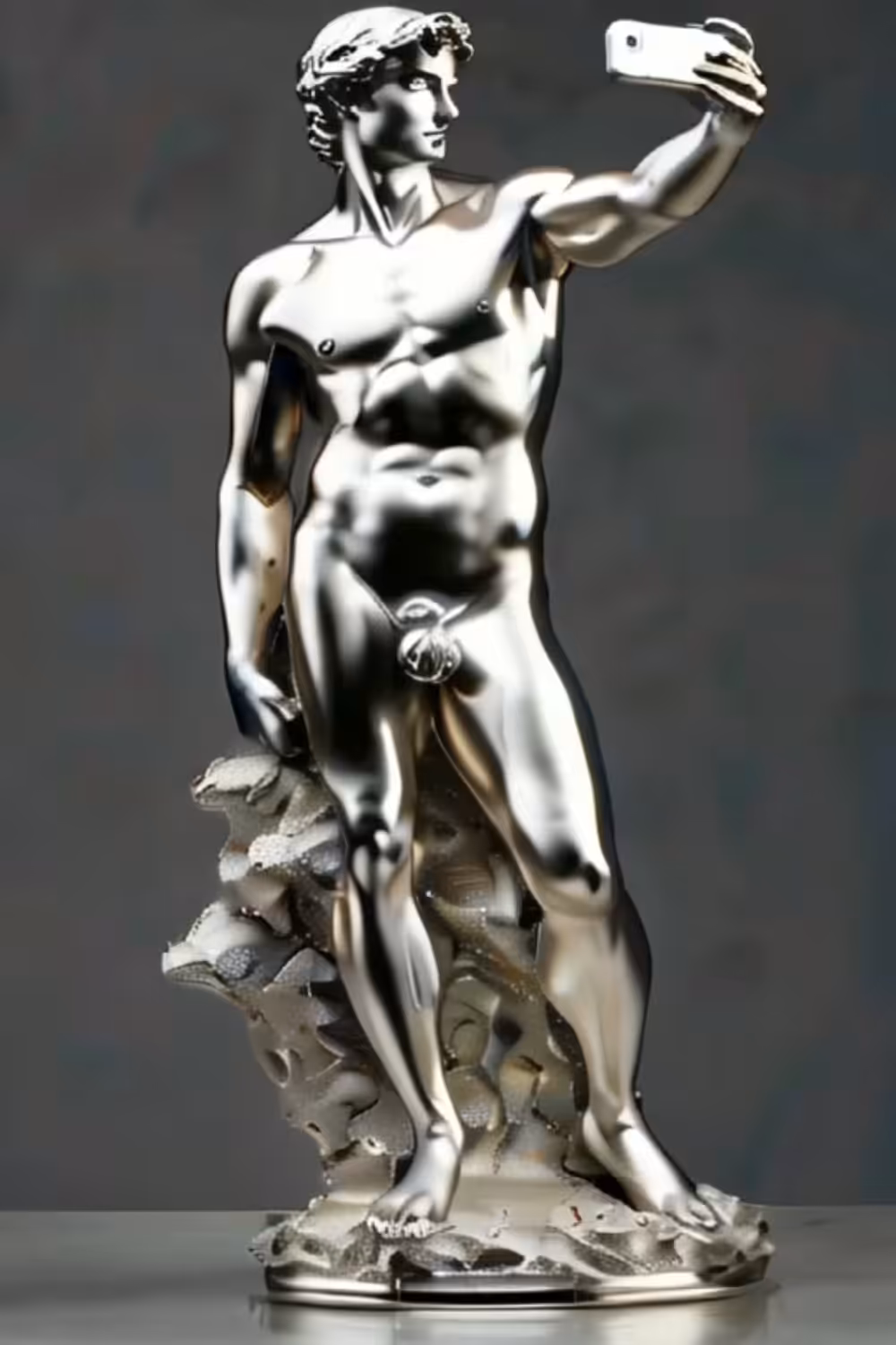 David the Instagram Influencer - Silver sculpture
