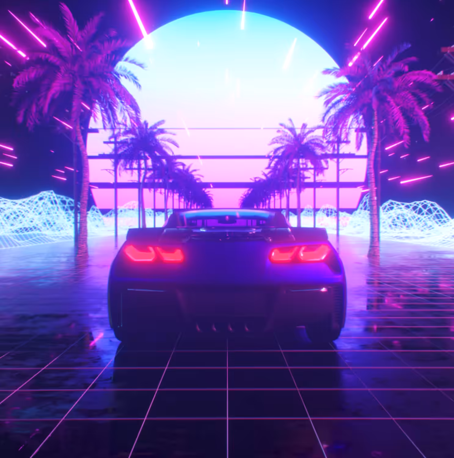 Retro futuristic road