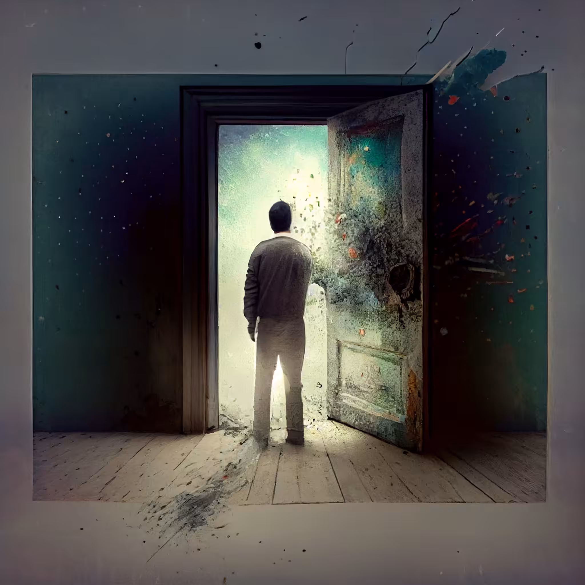 man opening the door –起- by AI