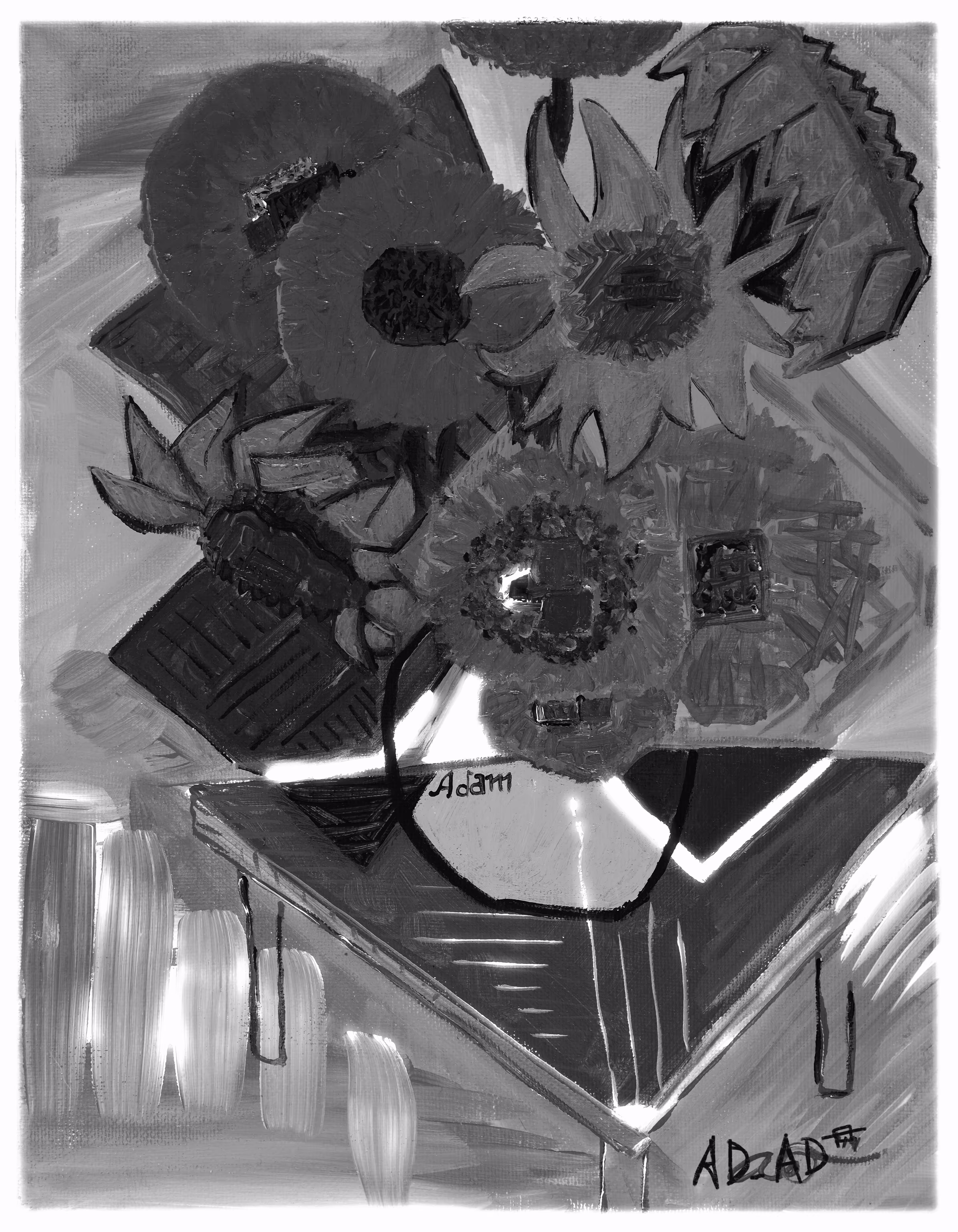 Flowers In Vase - Monochrome