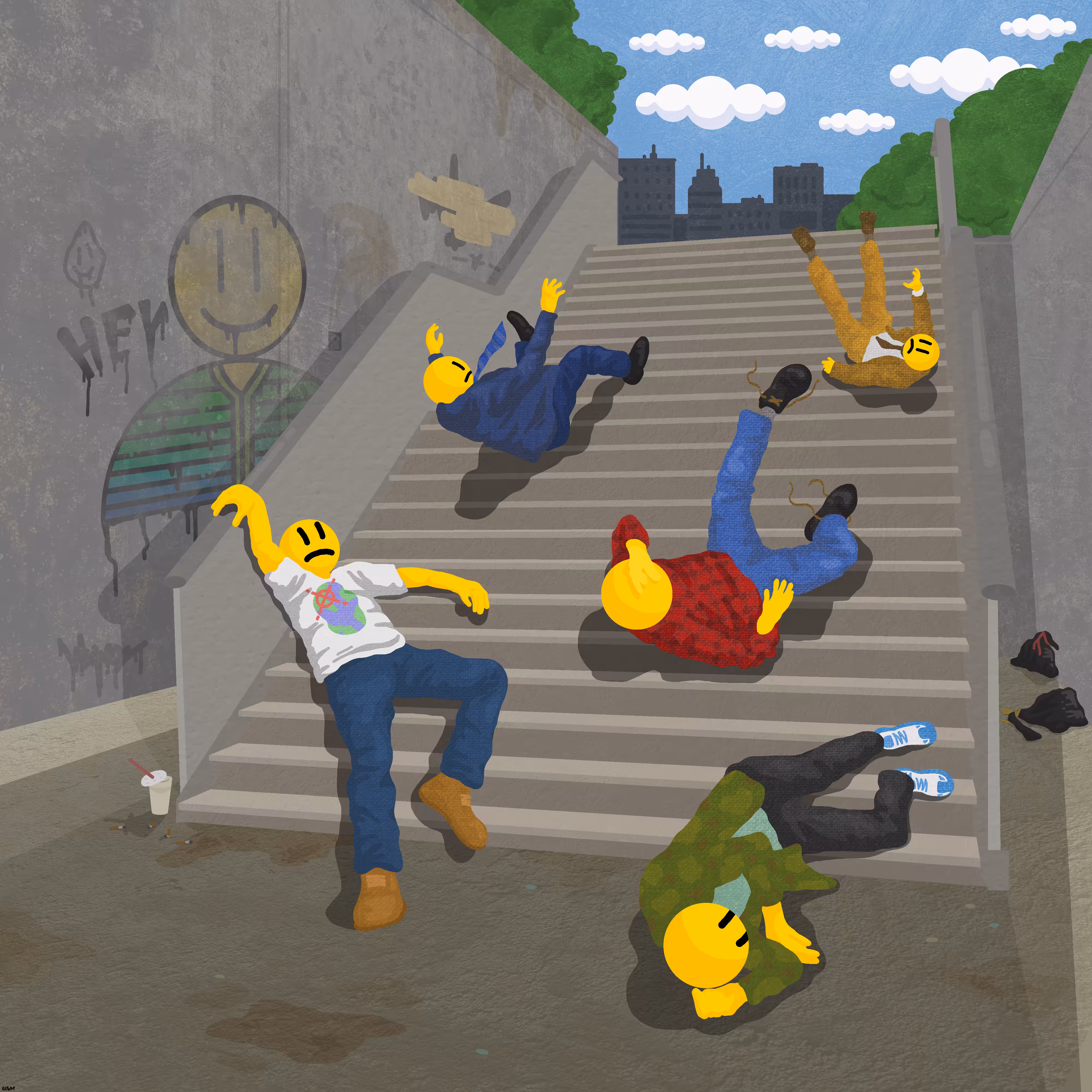 Gloomerican Dreams: A Bunch of People Falling Down the Stairs