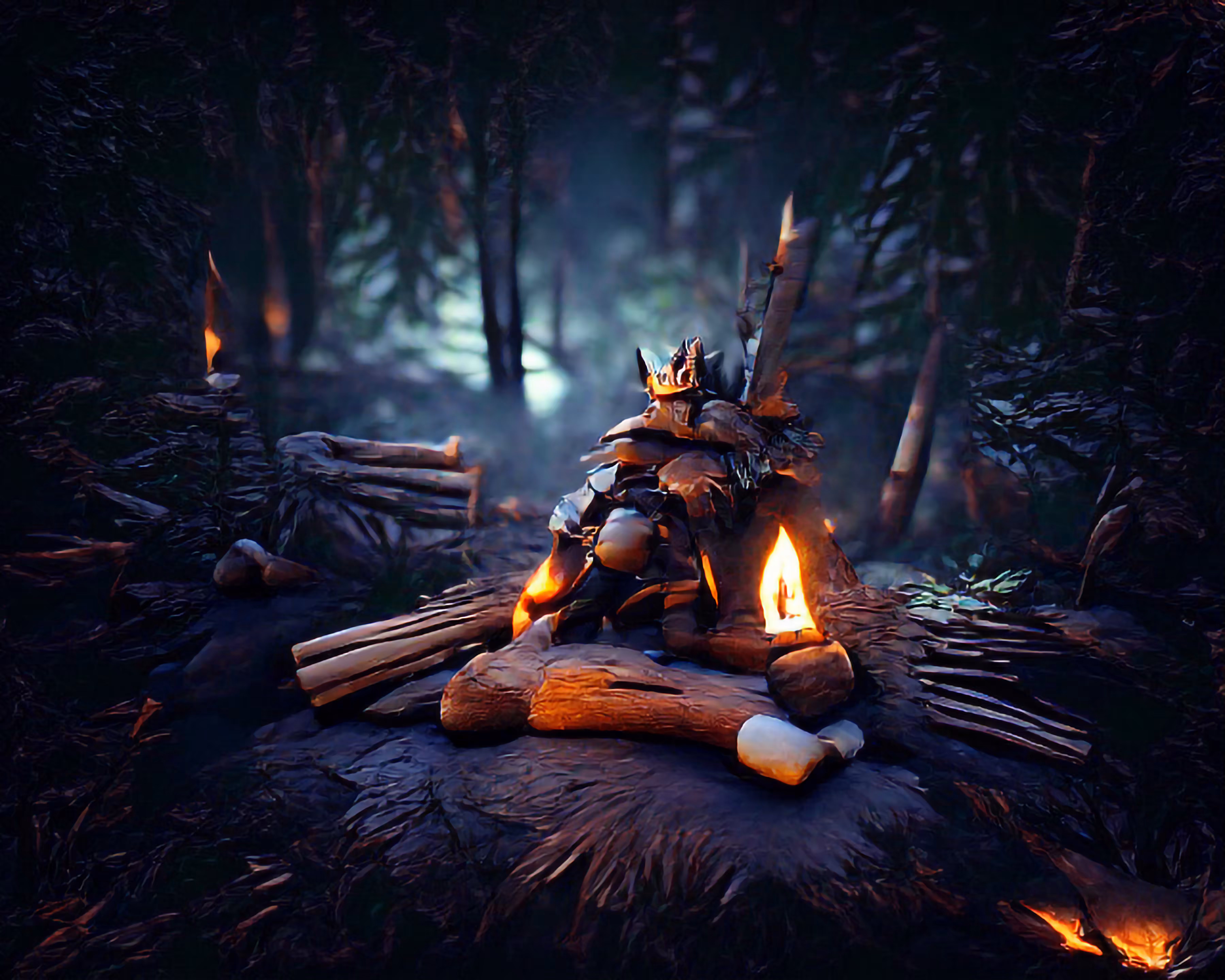 Lone Warrior in the Woods (generative)