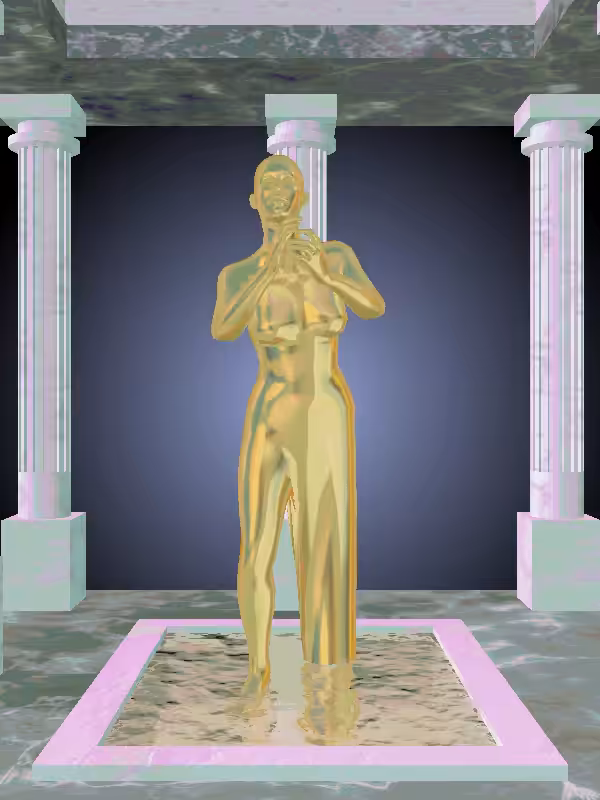 The Cheering Green-Golden Goblet Woman #4169