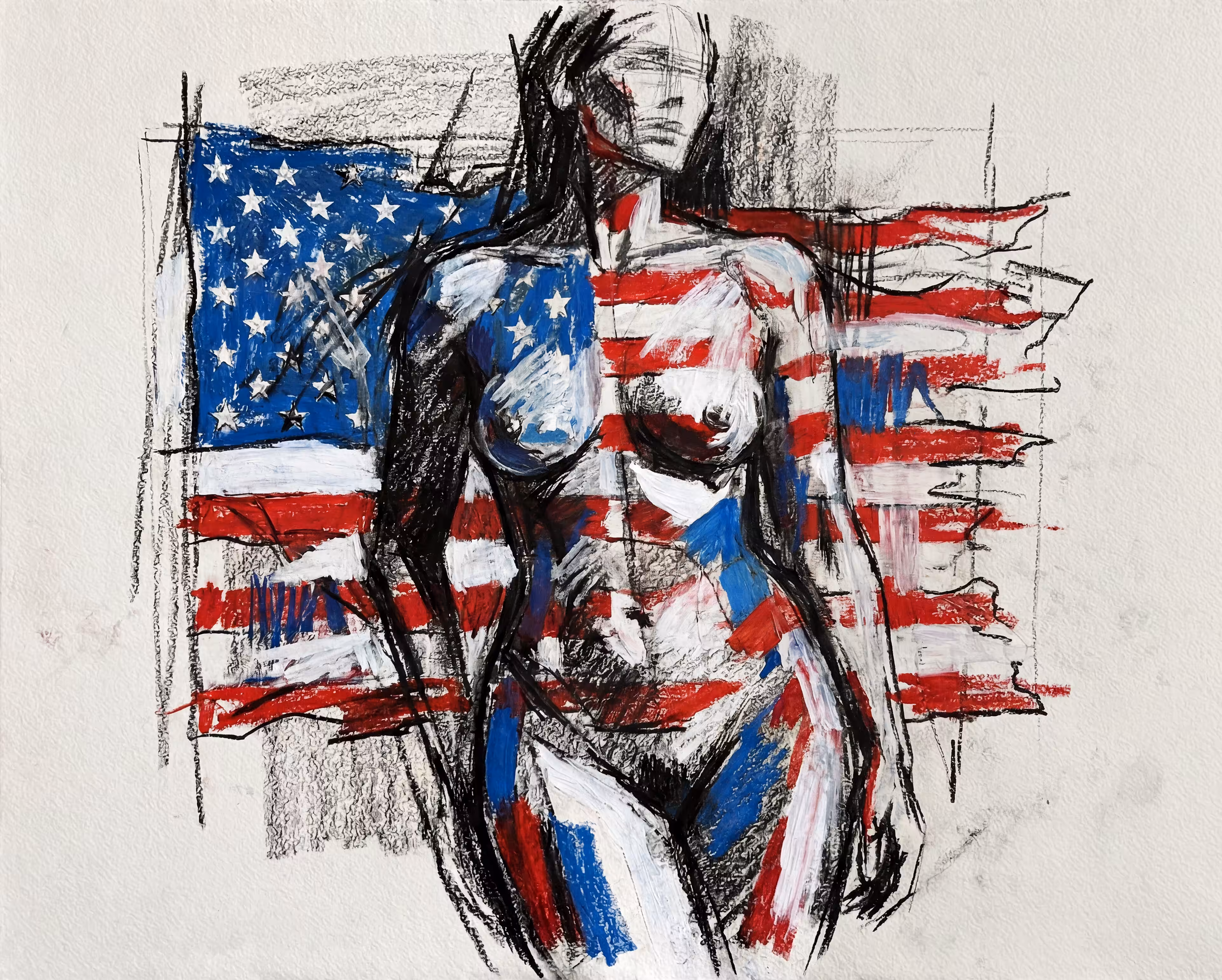 Sketch study for 'Liberty Stripped Bare'