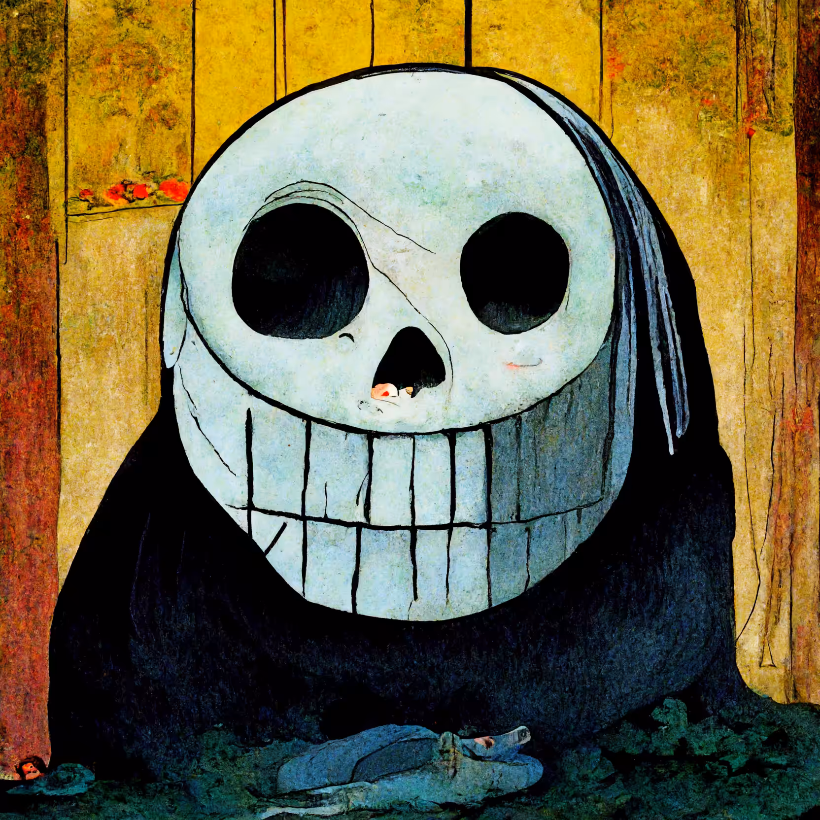 Death smiling.