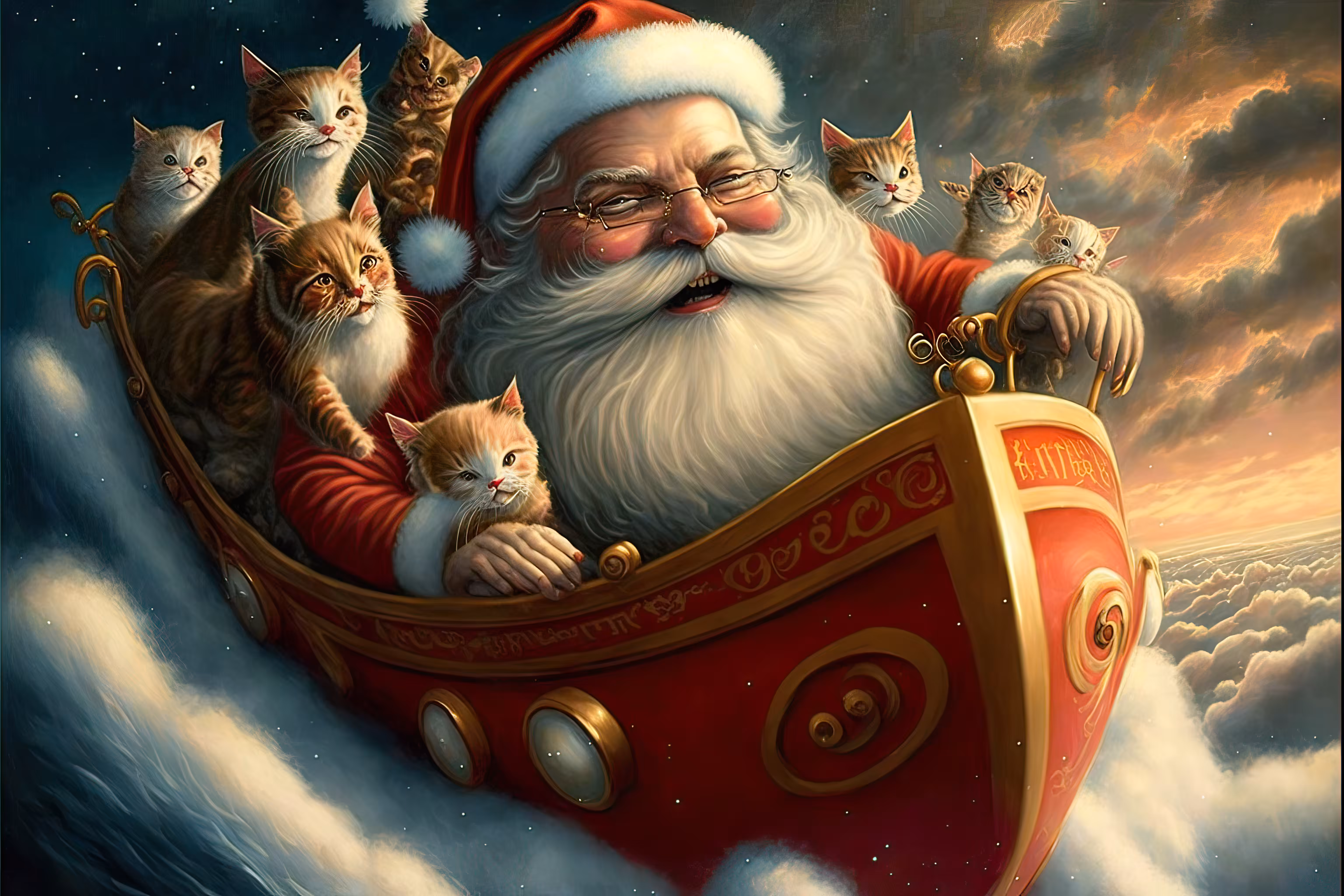 The Santa Claus Cat and His Team