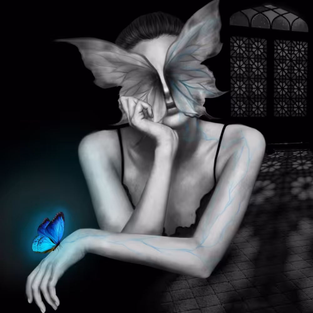 B&W Digital Painting: Butterfly