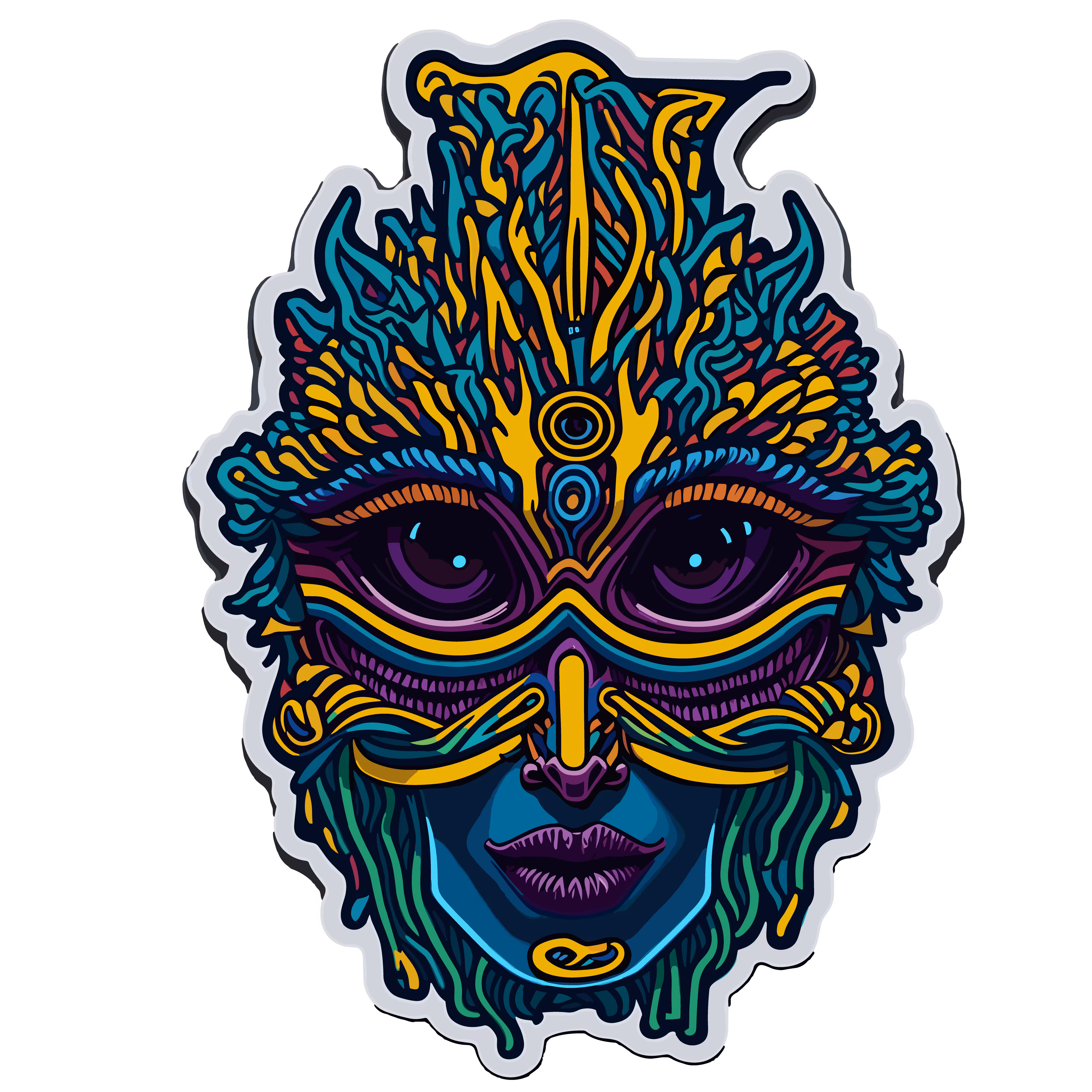 Psychedelic women with mask