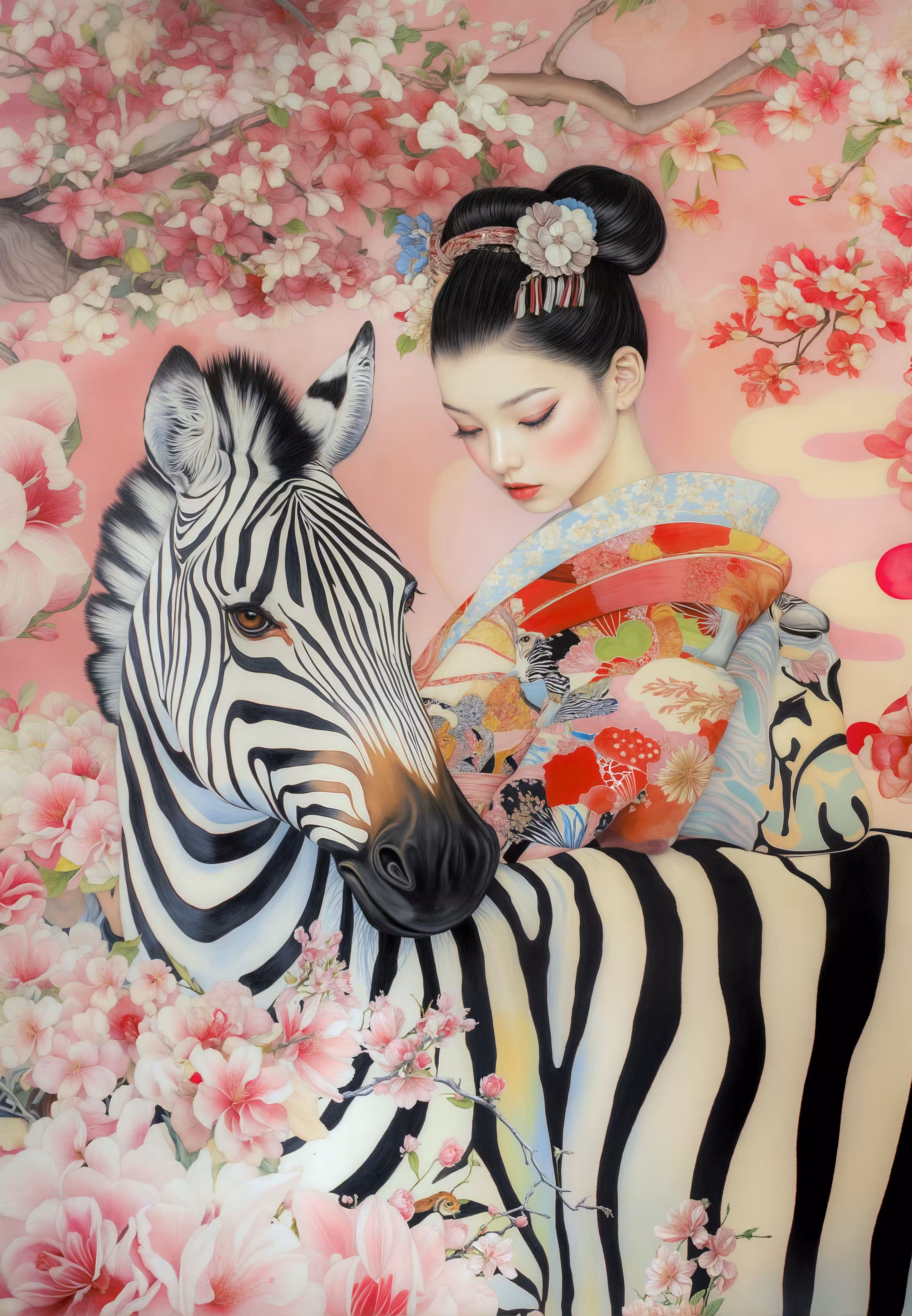 The Japanese Lady in a Kimono Loves Zebras #2