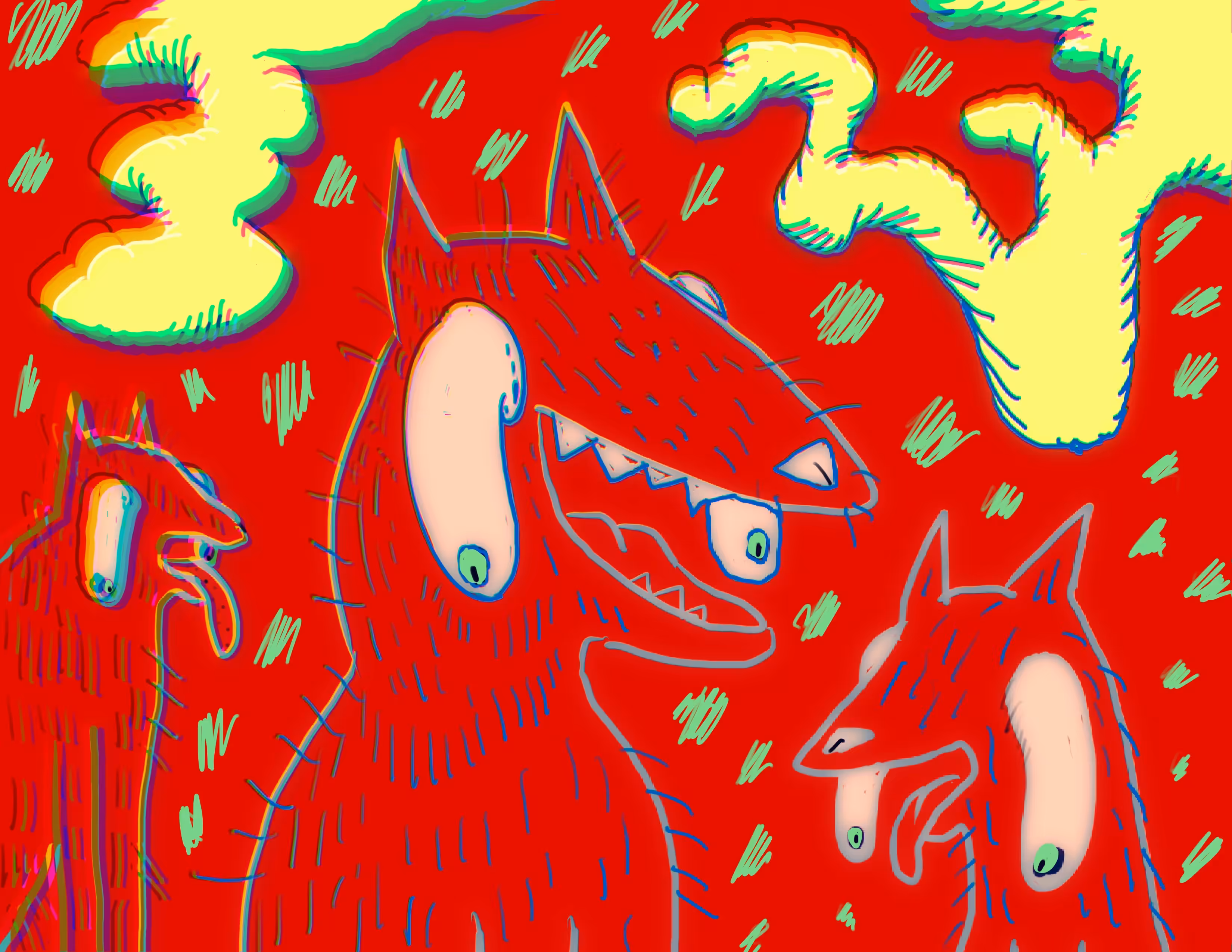 3 Hungry Dogs