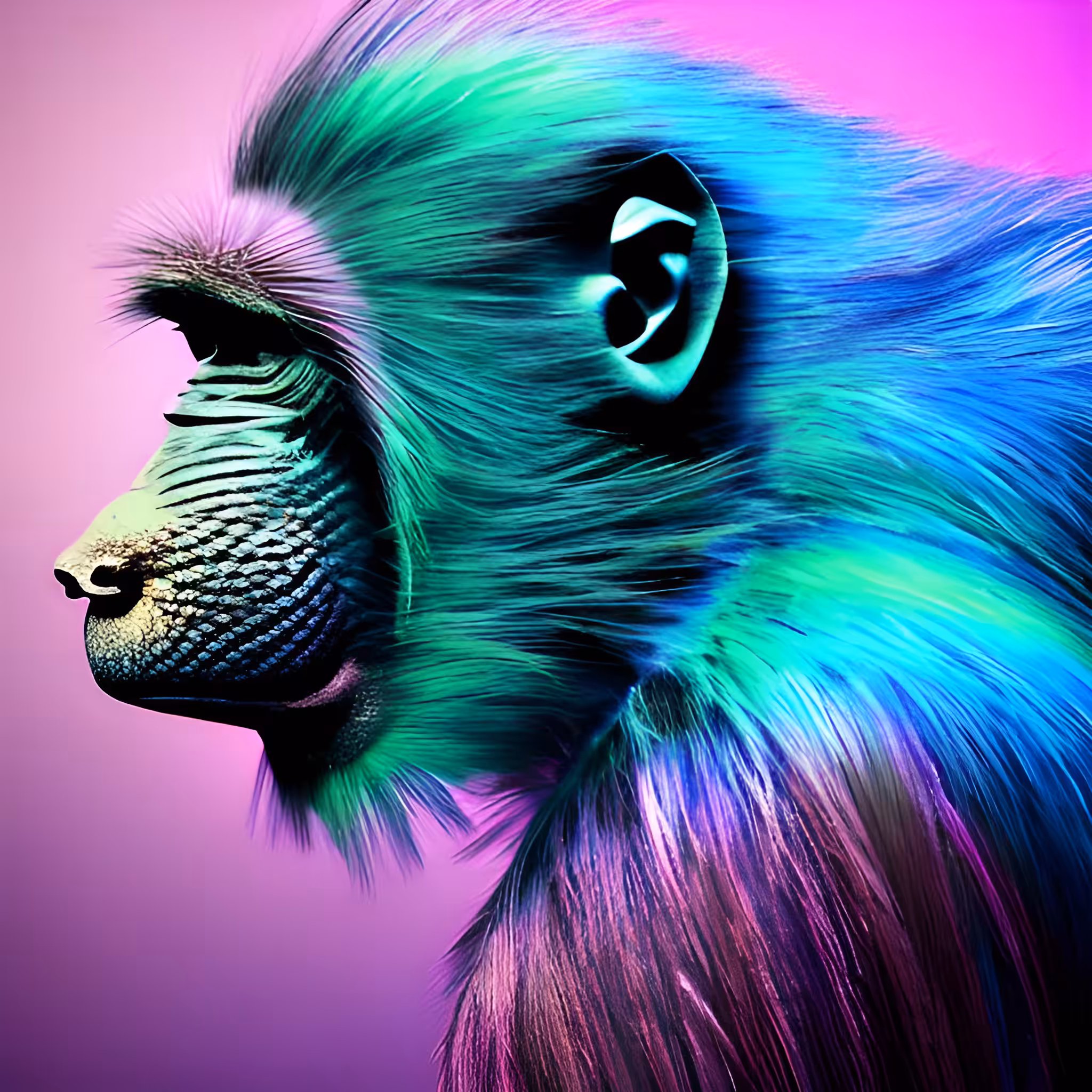 Neon Art: Baboon