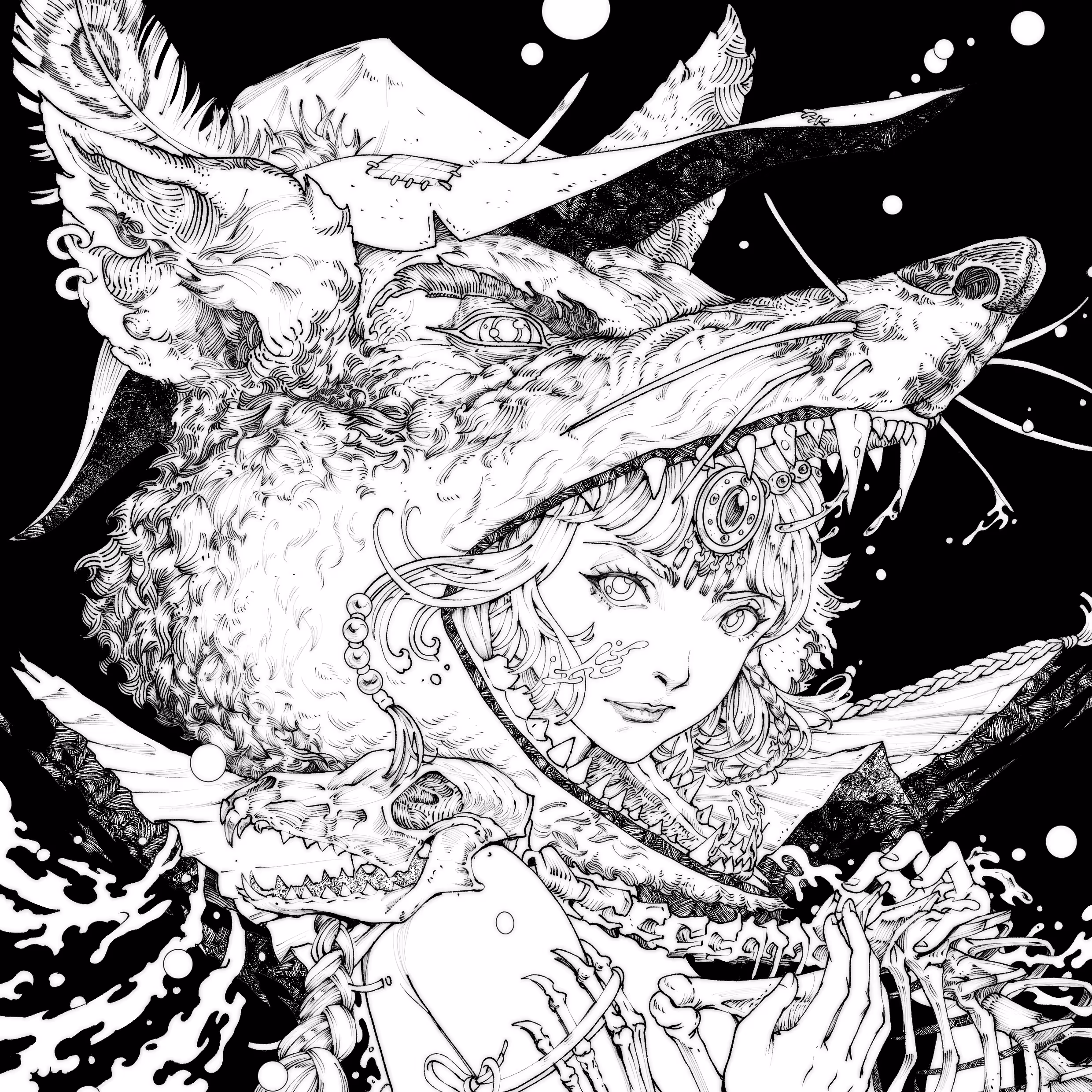 FOX EATS HEAD b/w