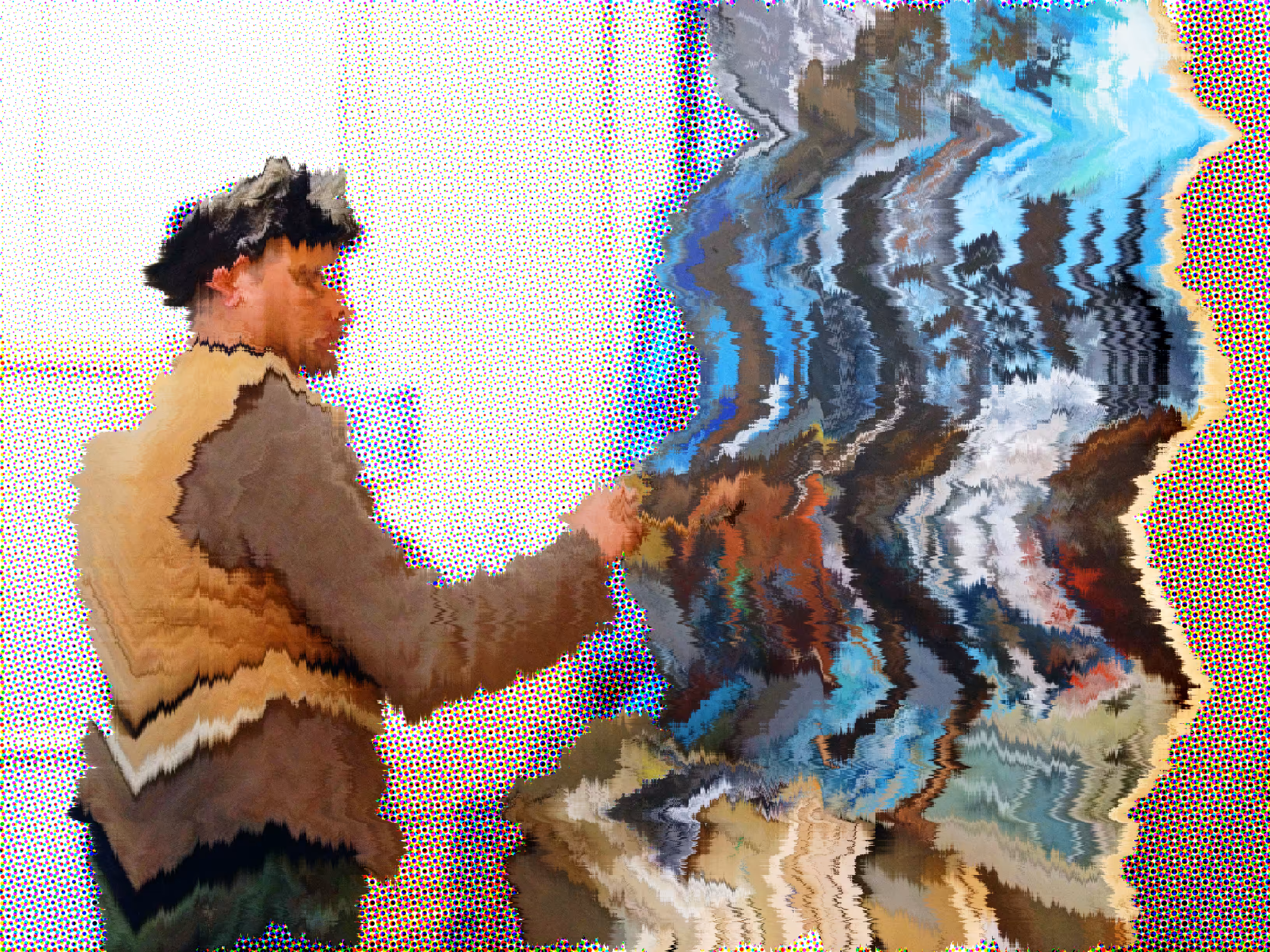 The artist working in the 3 dimensional space