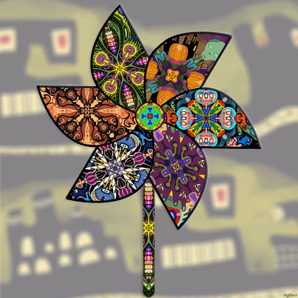 Pinwheel 53 Collaboration with Alien mandala by NatKol