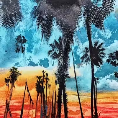 beautiful scenery  : Red palm trees