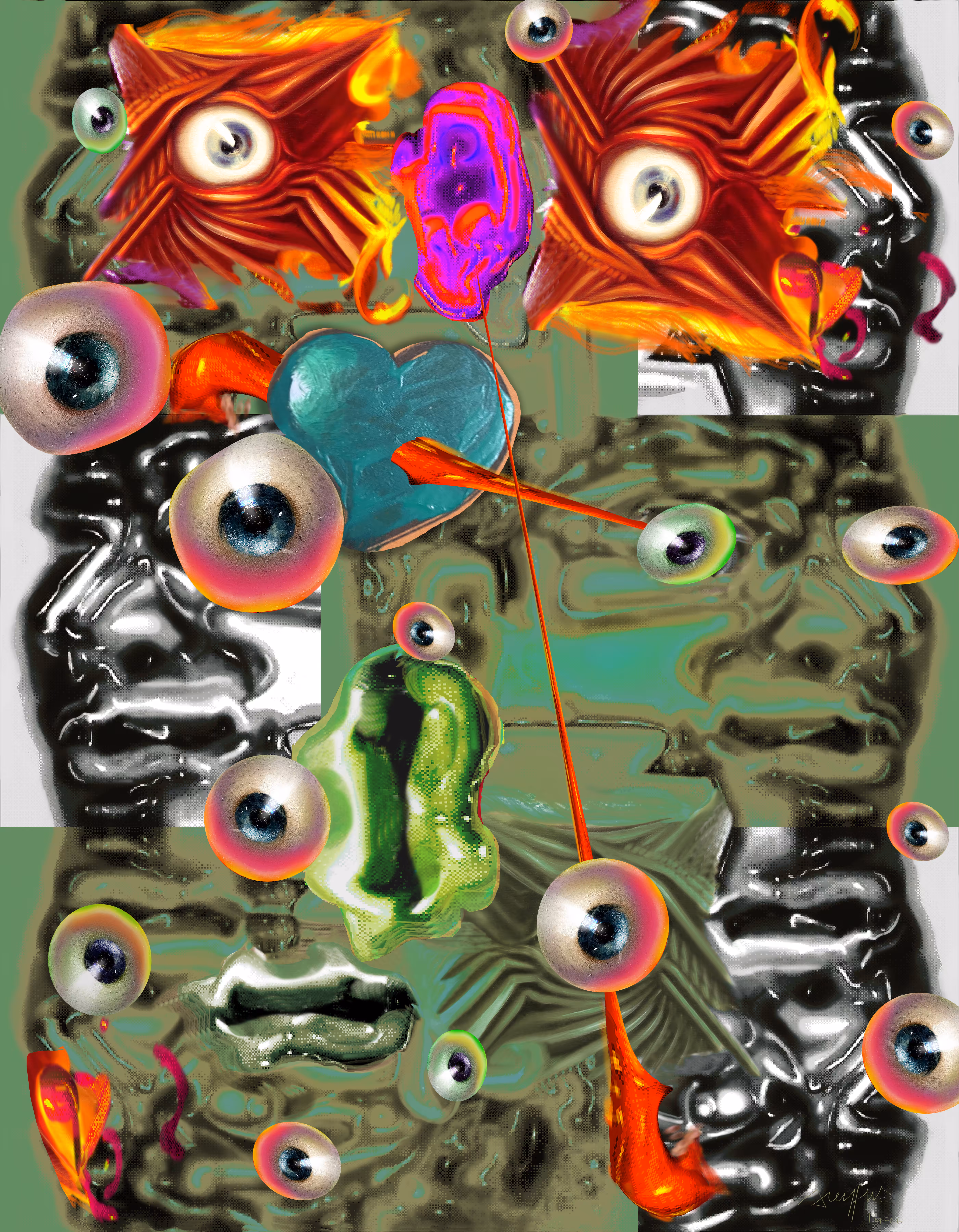 TOTEM Bicéphale Collection (ww3) Hiding Lilliput #001B.7b2 - Série Digital(e) Portrait