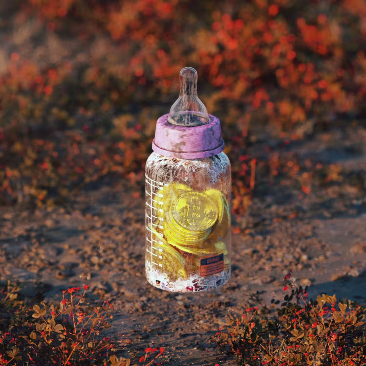 SOMEWHERE IN ANOTHER UNIVERSE: BABY BITCOIN BOTTLE