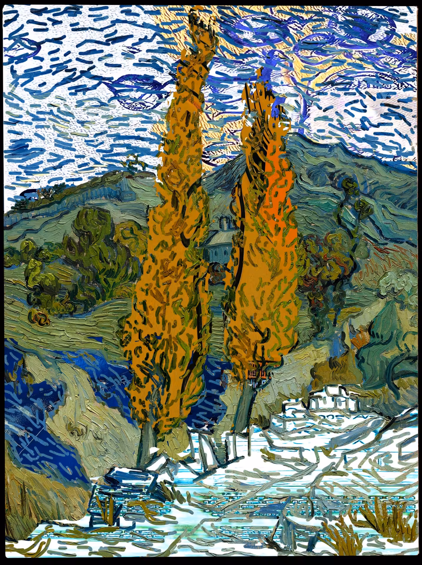Two Poplars in the Alpilles near Saint-Rémy.