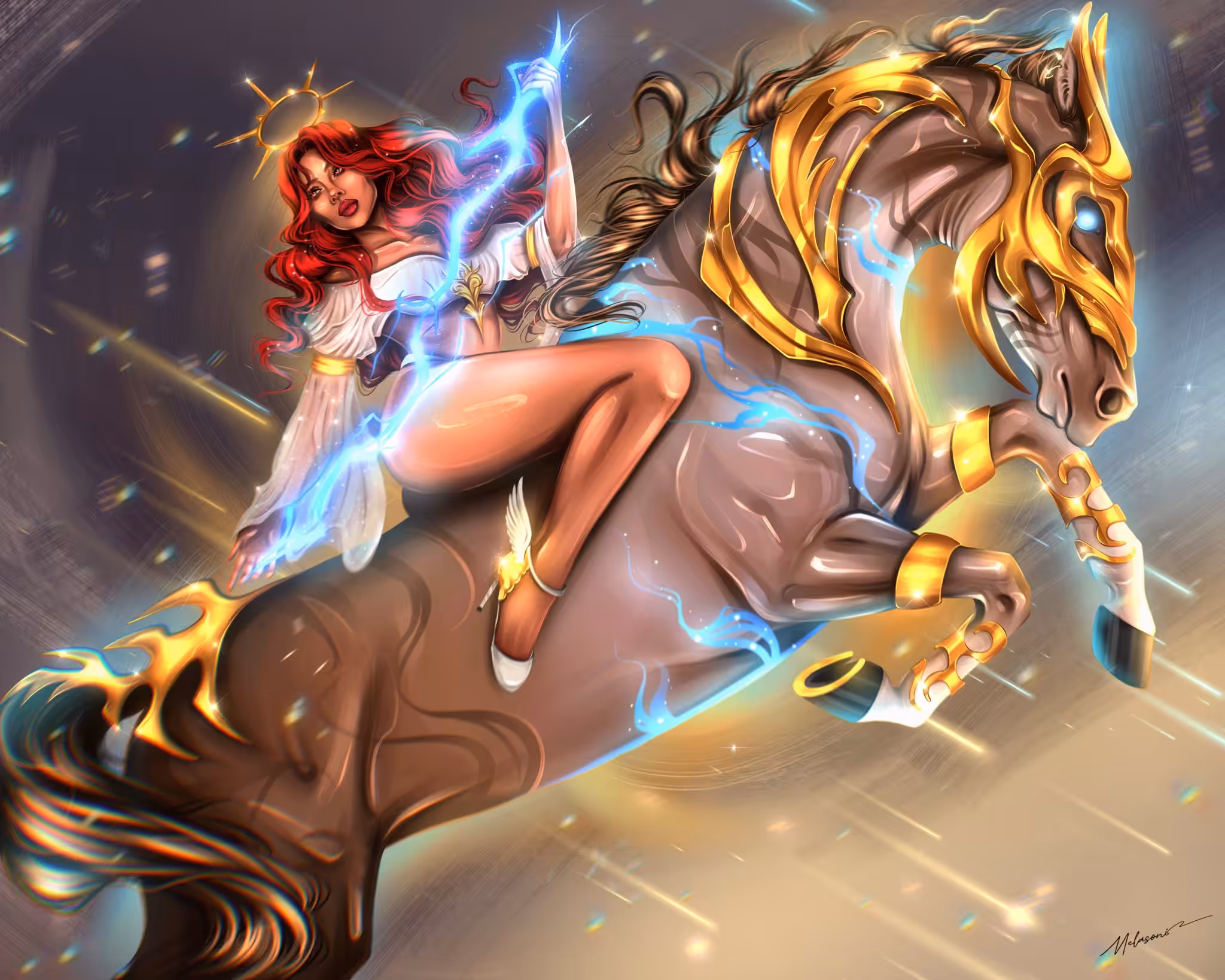 The Greek goddess and her warrior horse