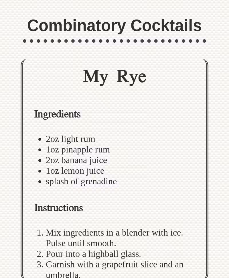 Combinatory Cocktails #1