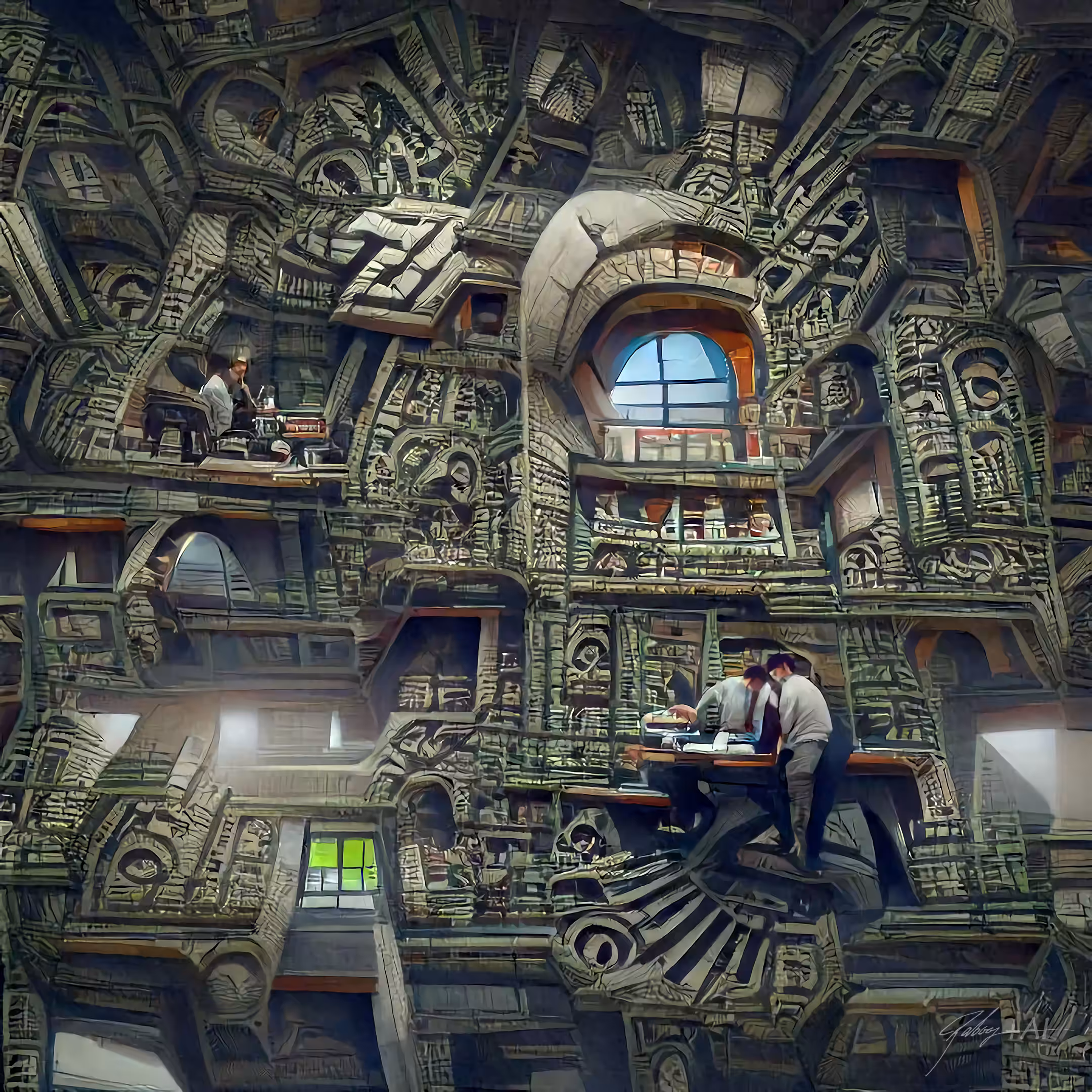 4 dimensional Aztec office building