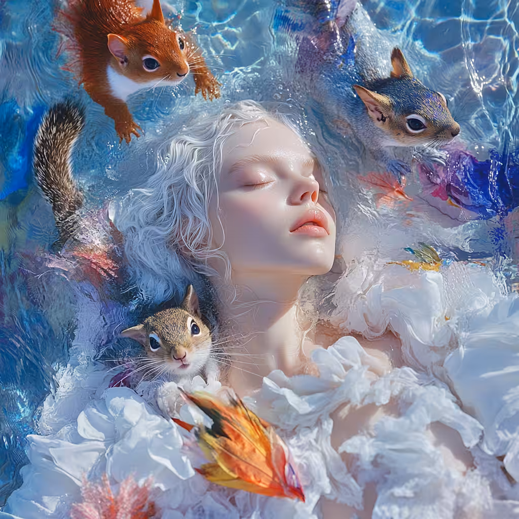 The world of art: The girl and the squirrels
