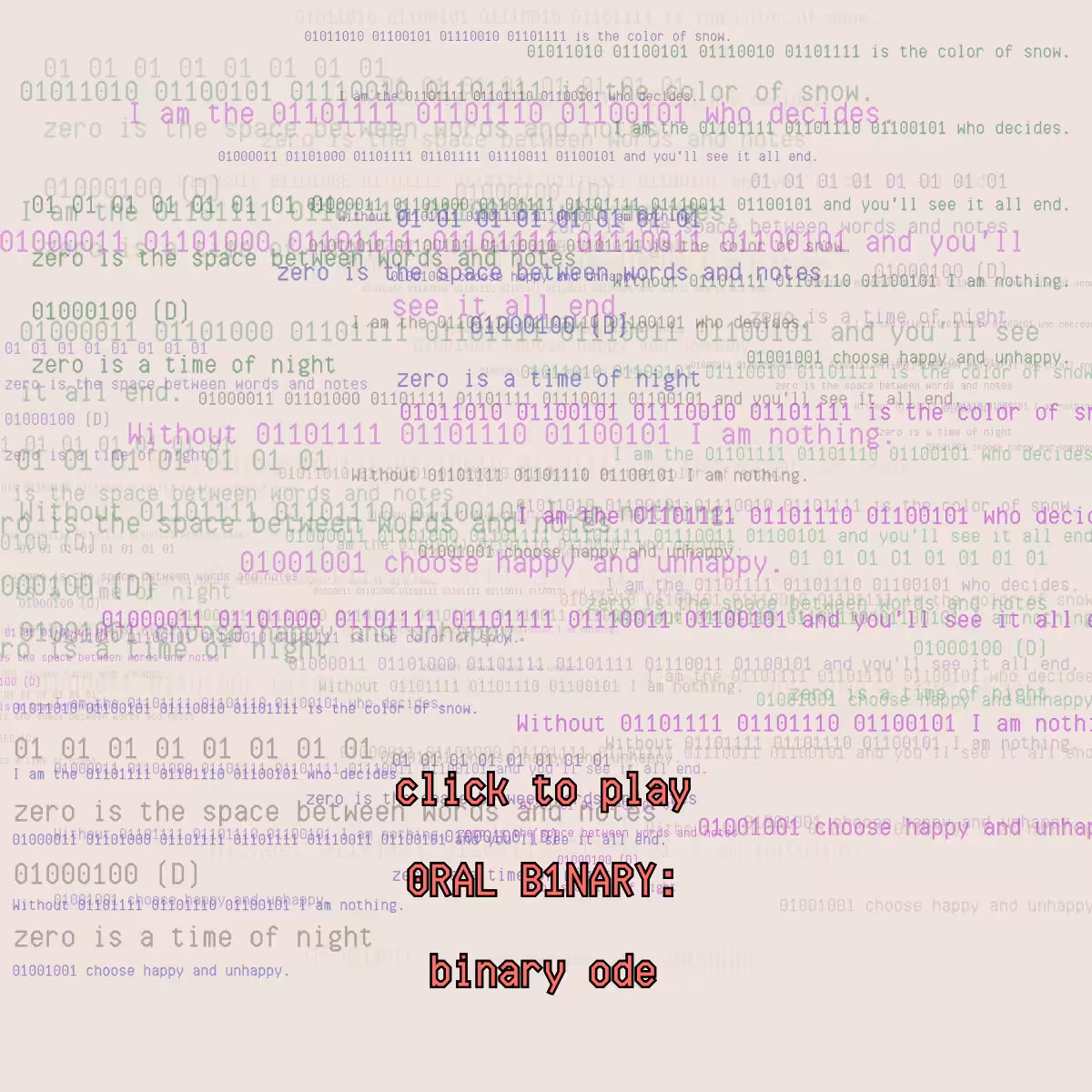 0RAL B1NARY: “BINARY ODE” #262
