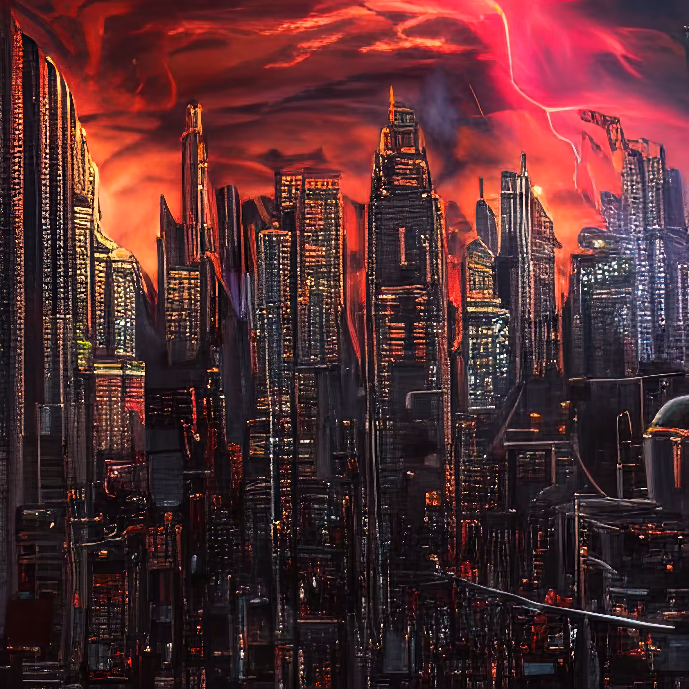 cyber city sunset 95724812