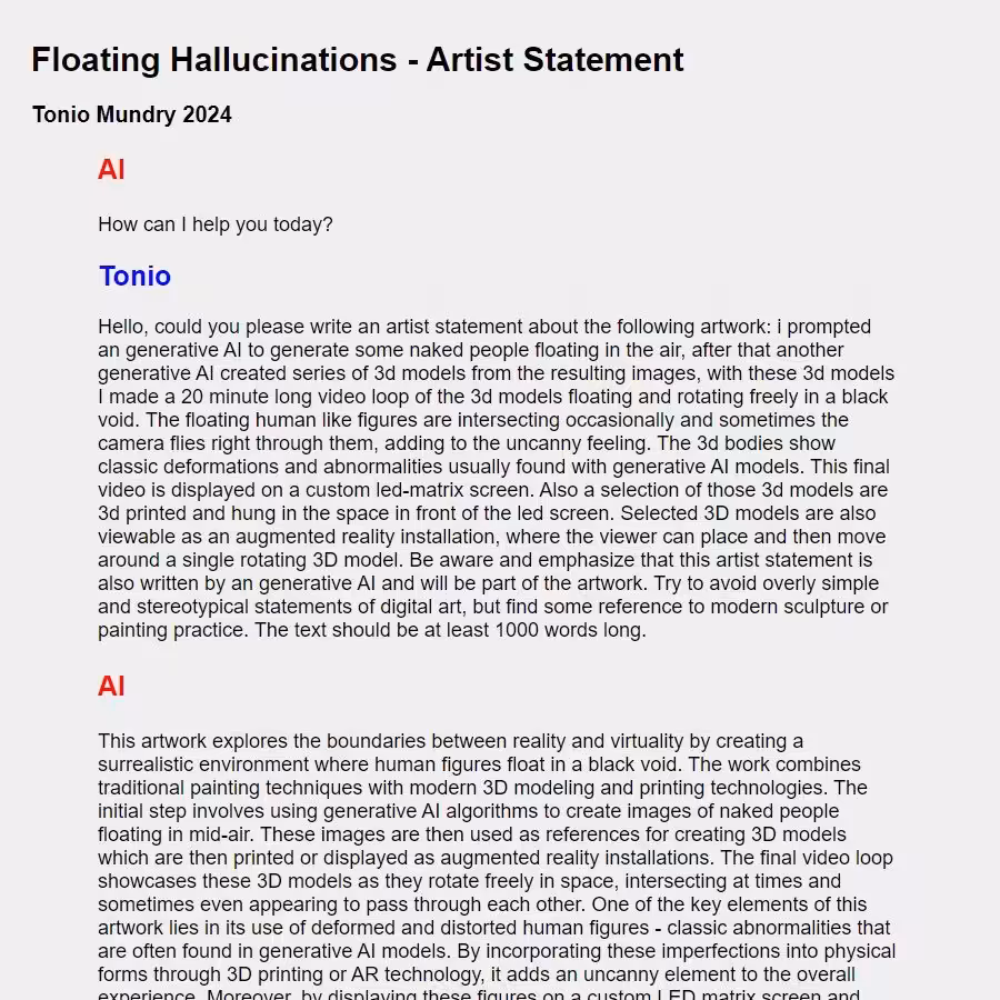 Floating Hallucinations - Artist Statement