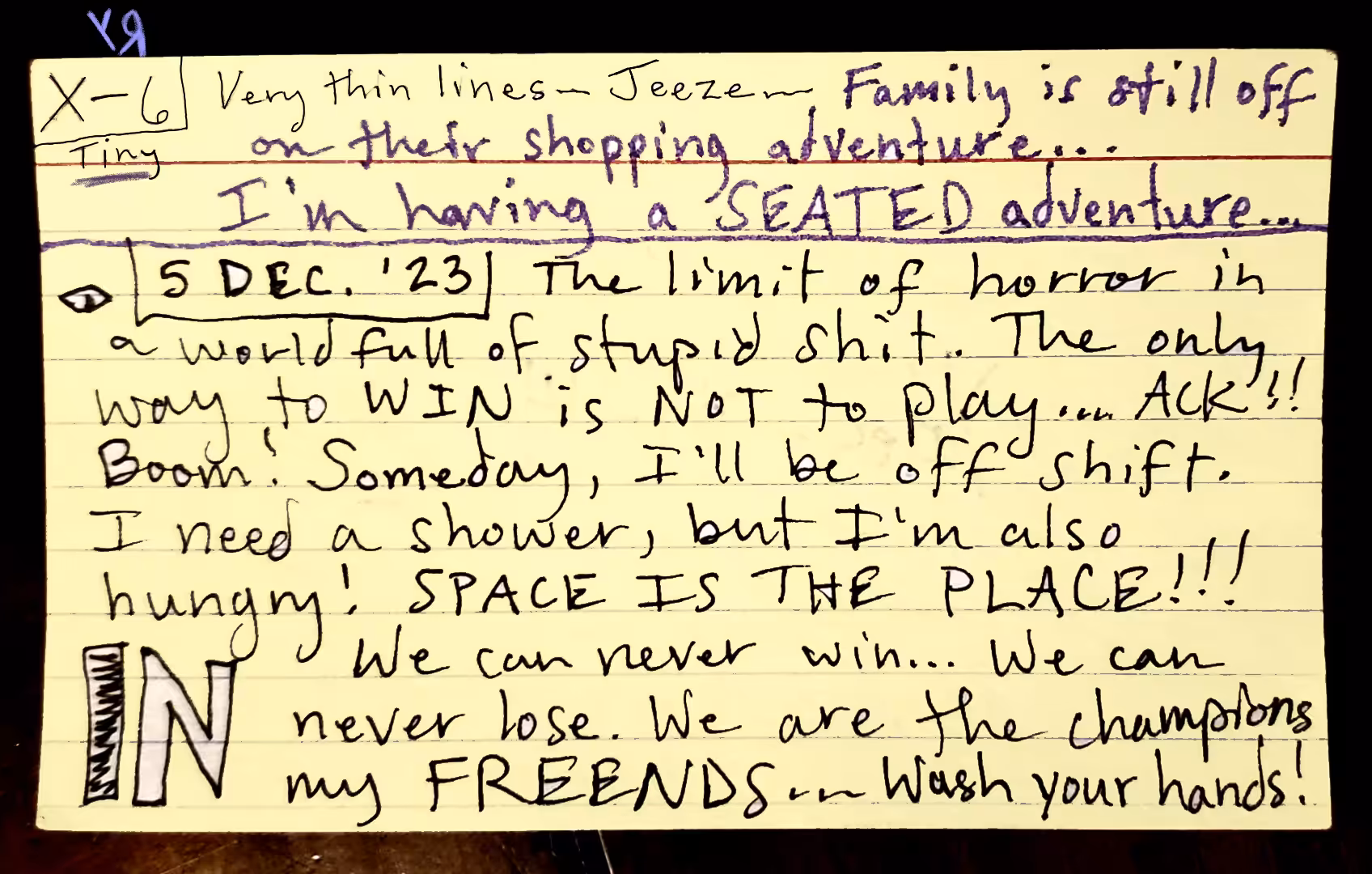 "The Only Way to Win is Not to Play" by Richard F. Yates (Holy Fool)