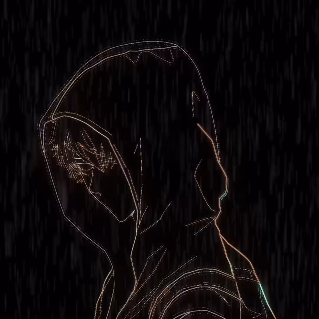 Three faces on rain
