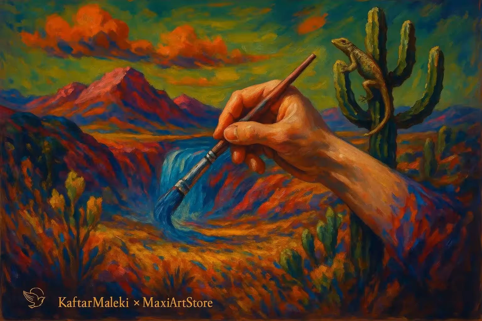 The Desert Repaints Itself | بیابان، خود را دوباره می‌نقاشد  (KaftarMaleki × MaxiArtStore – Desert of Mirrors Collection)