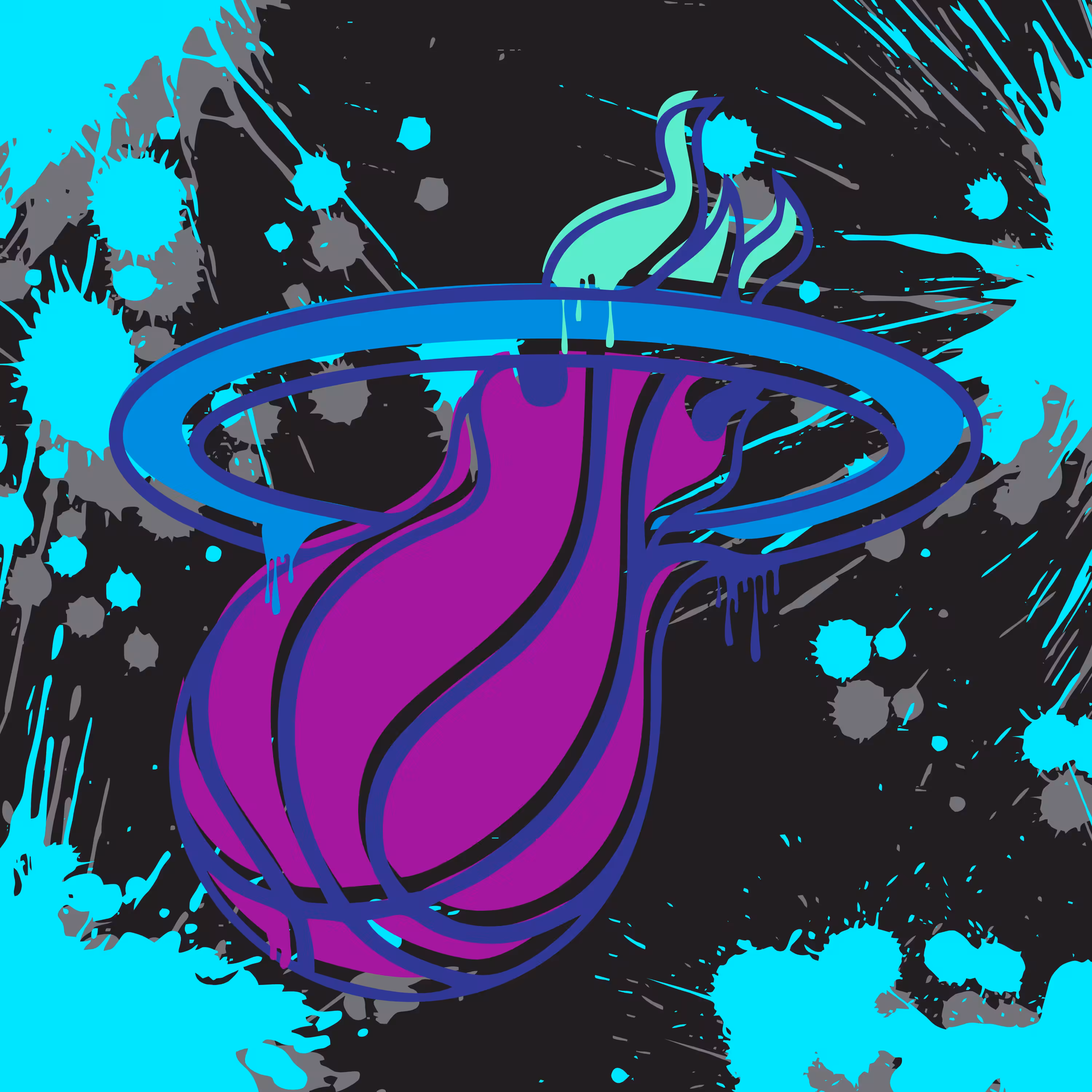 Miami Heat Logo Graffiti - Night