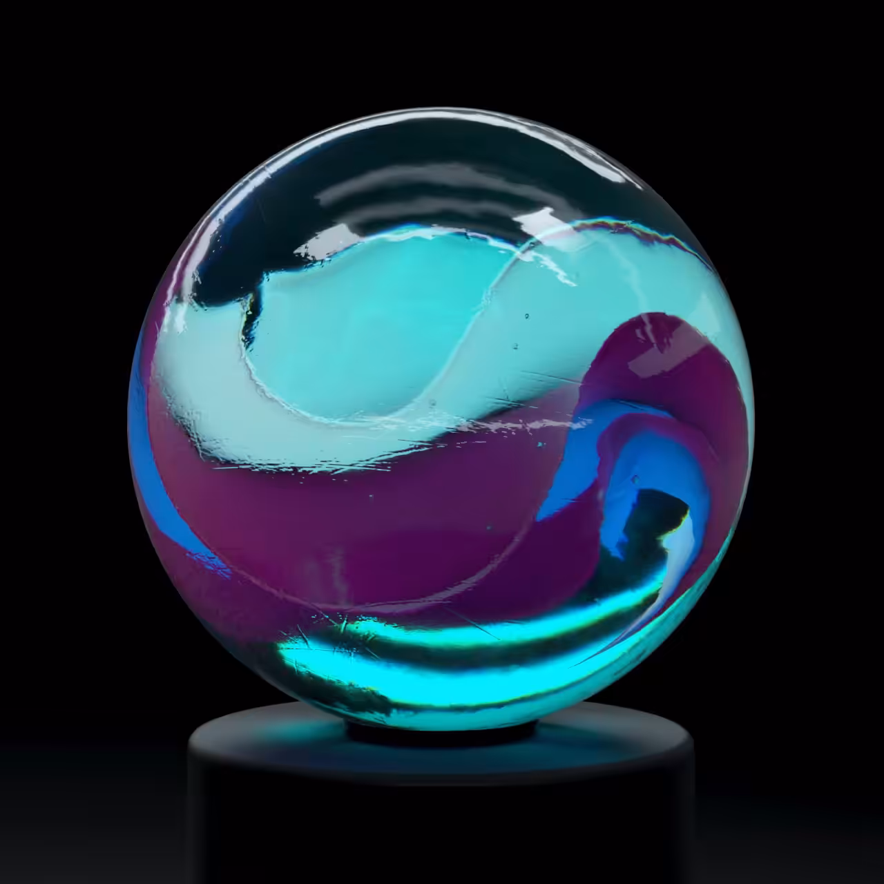 Glass Marble (Cat Eye - 5 Twisted Flags) Rare Edition