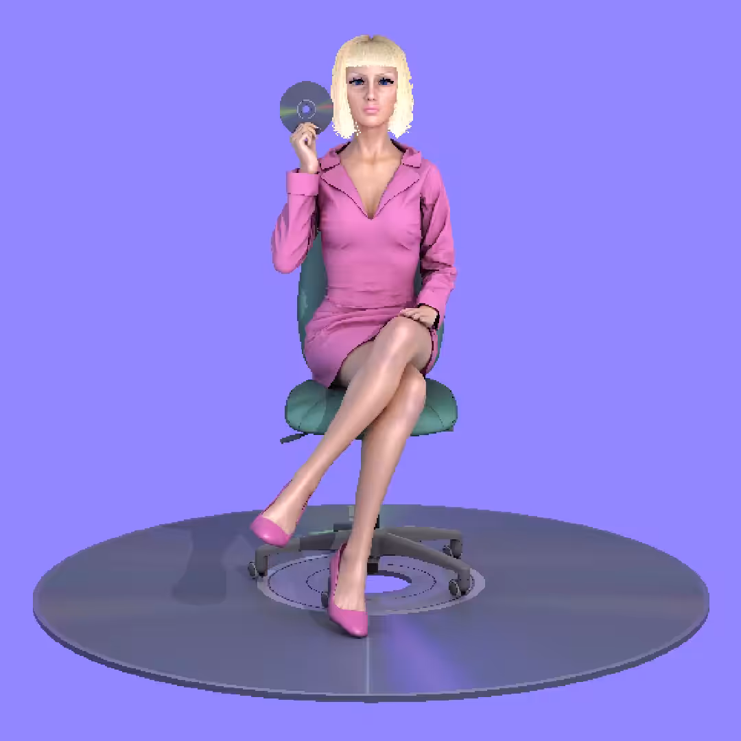 Office woman with CD-ROM