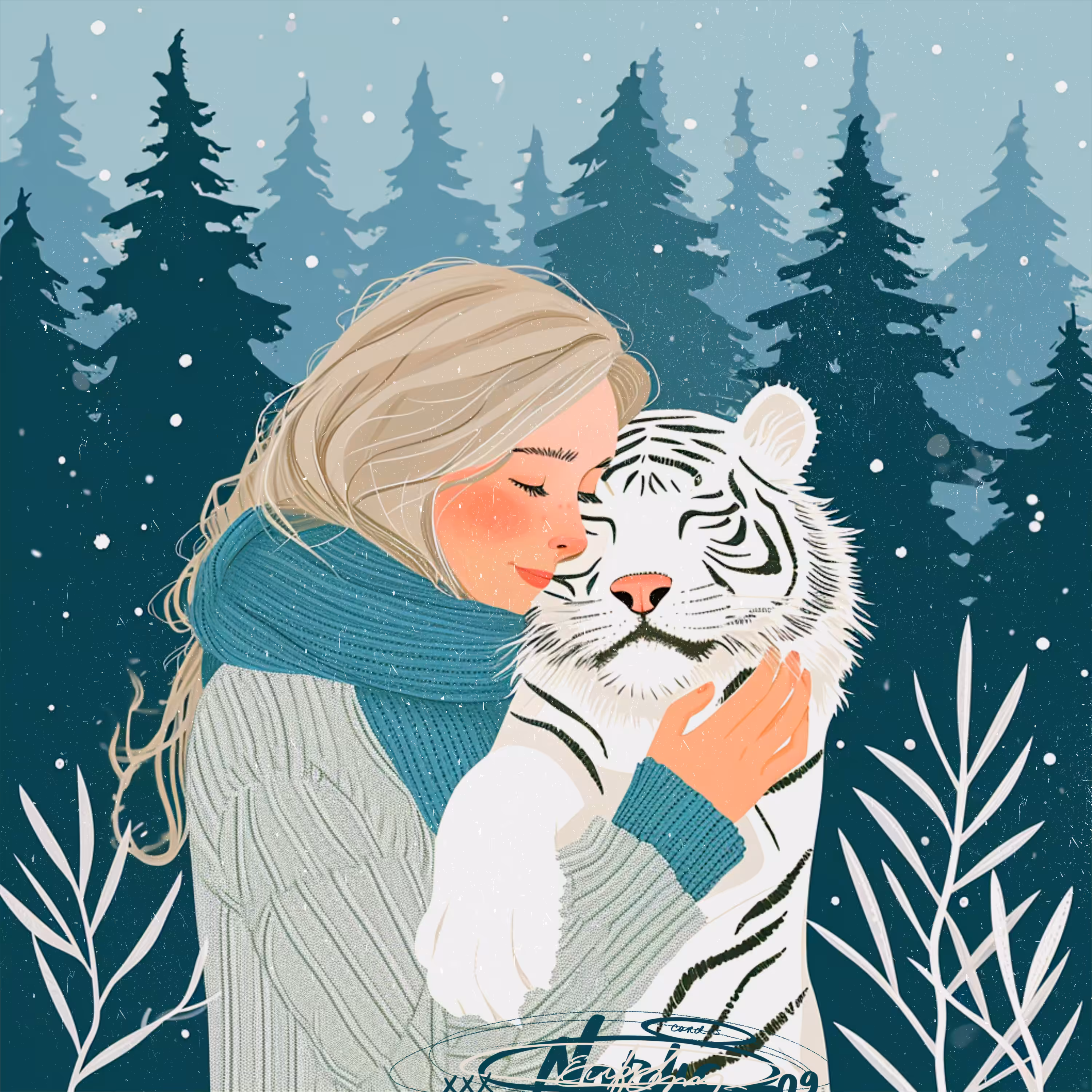 Nordic cards: Nordic white tiger