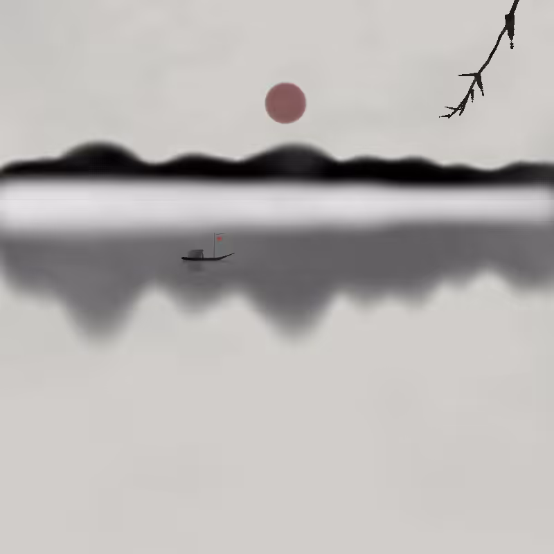 Lakes and Mountains Ink Painting #60