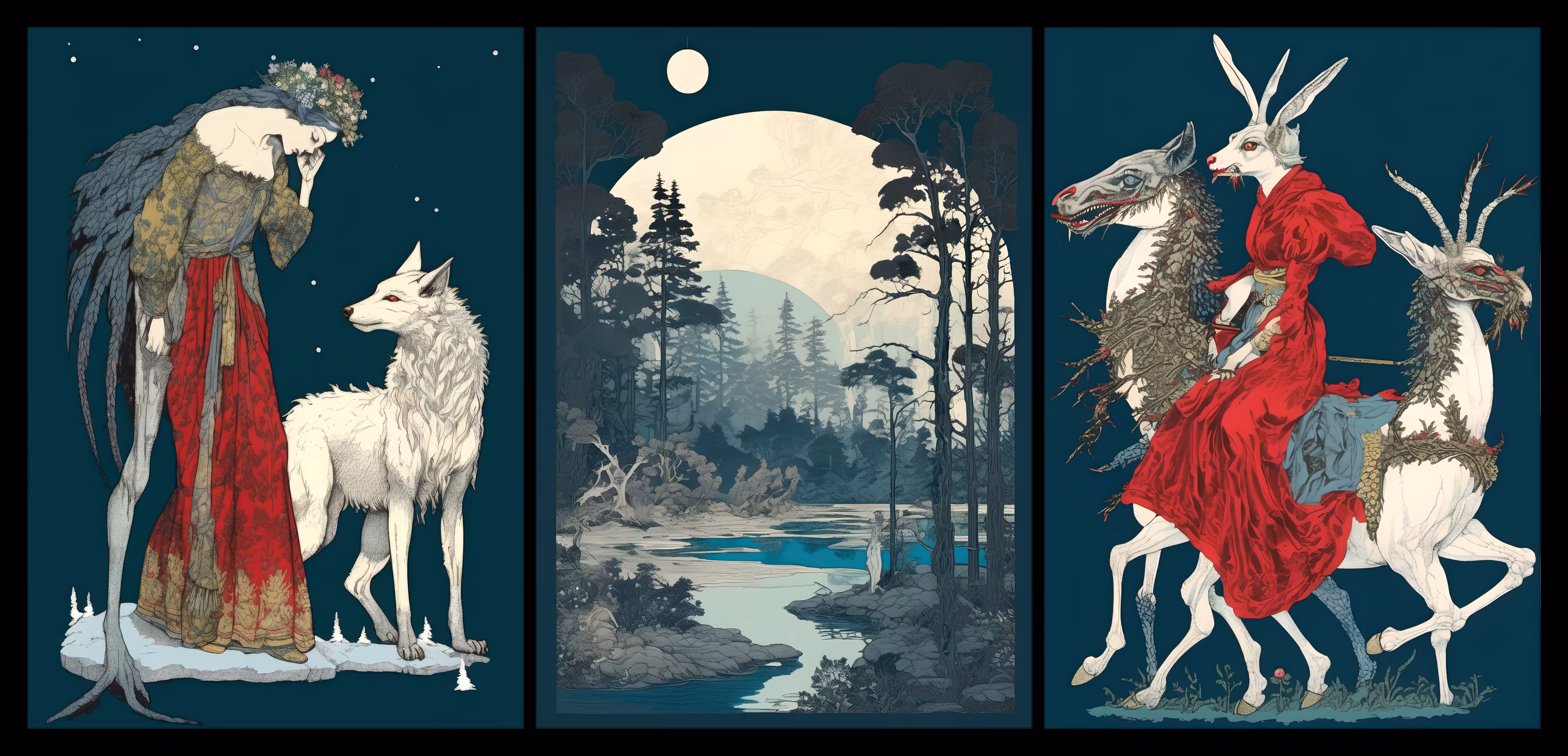 Moonbeams illuminate the path to despair, revealing the monsters that lie within