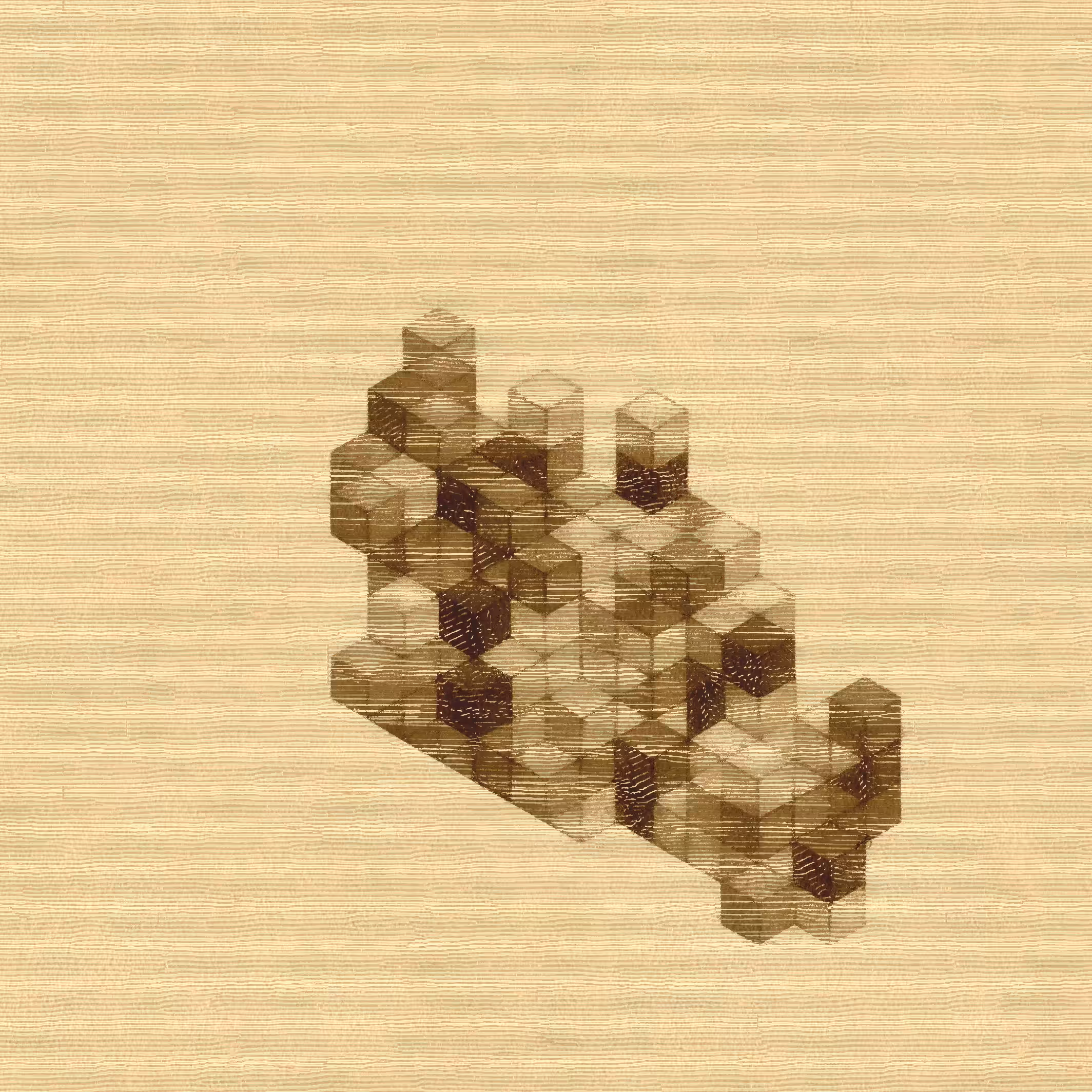 Etched Isometric Wooden Cubes #3