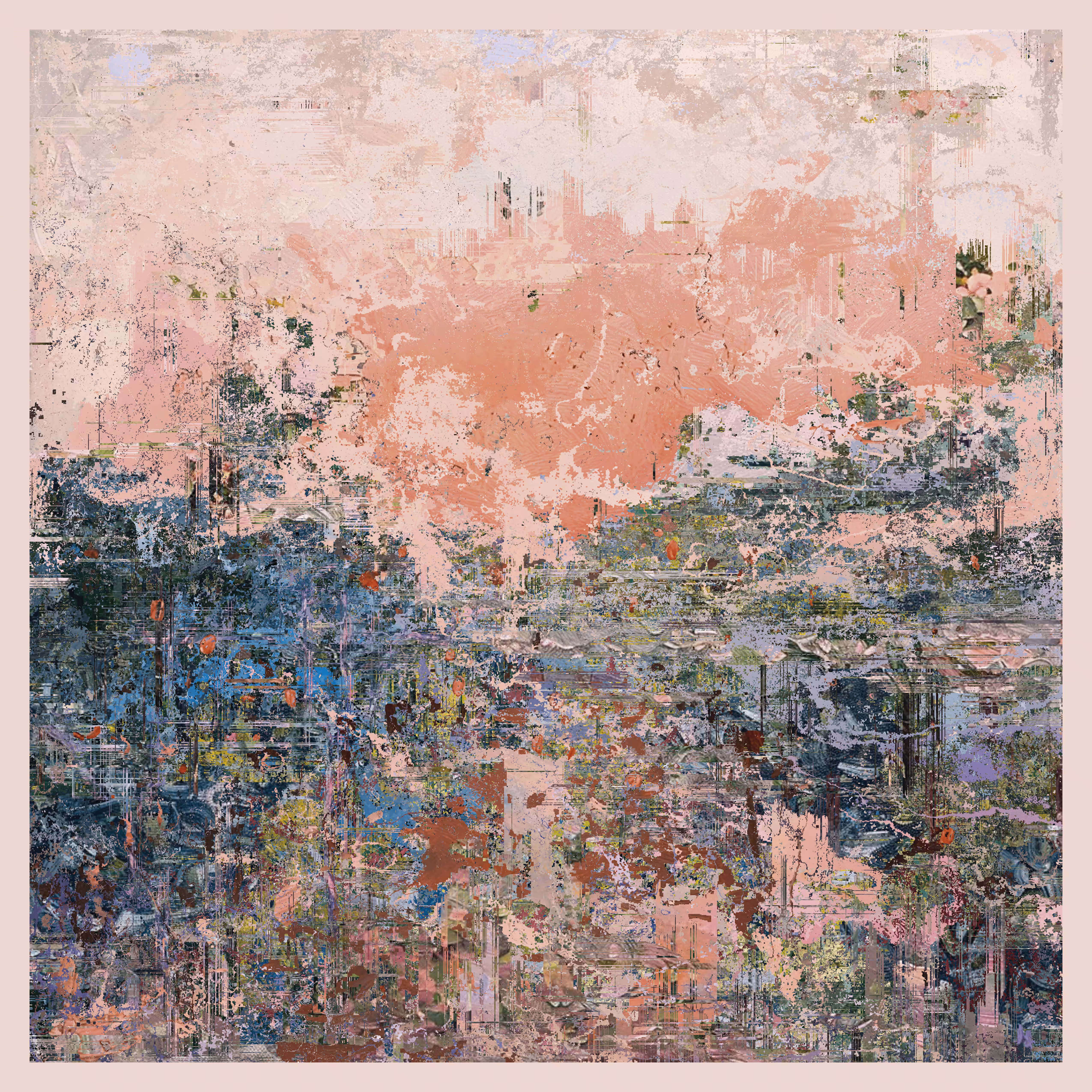 Soft faded blues, earth pale browns flow