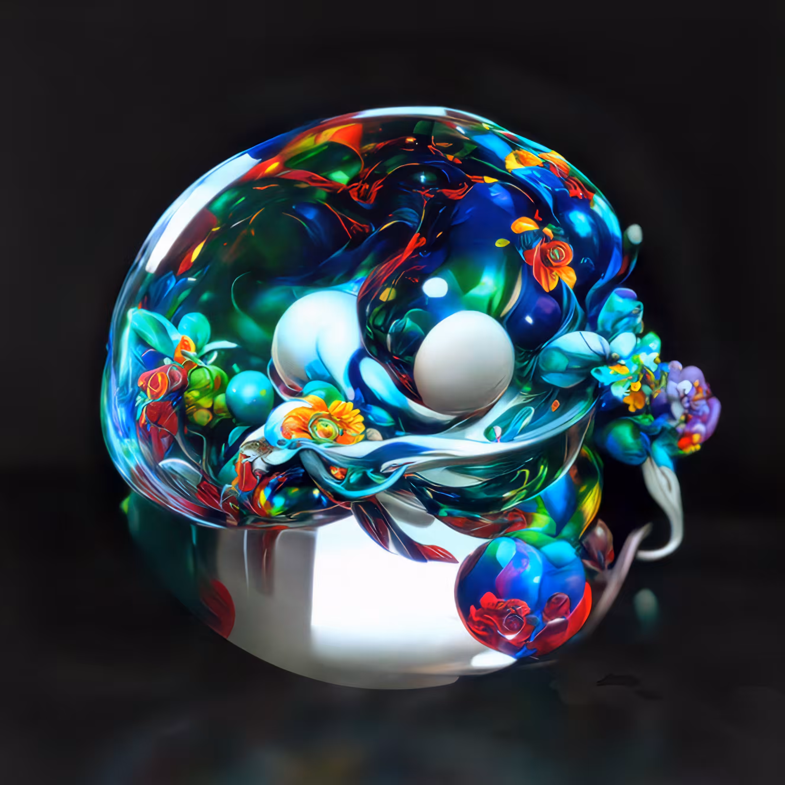 Flower and Fruit Bloom in Crystal Ball 09