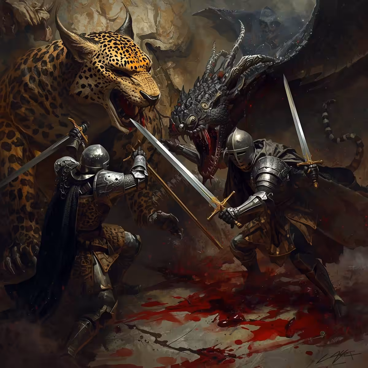 The fight between the leopard and the dragon