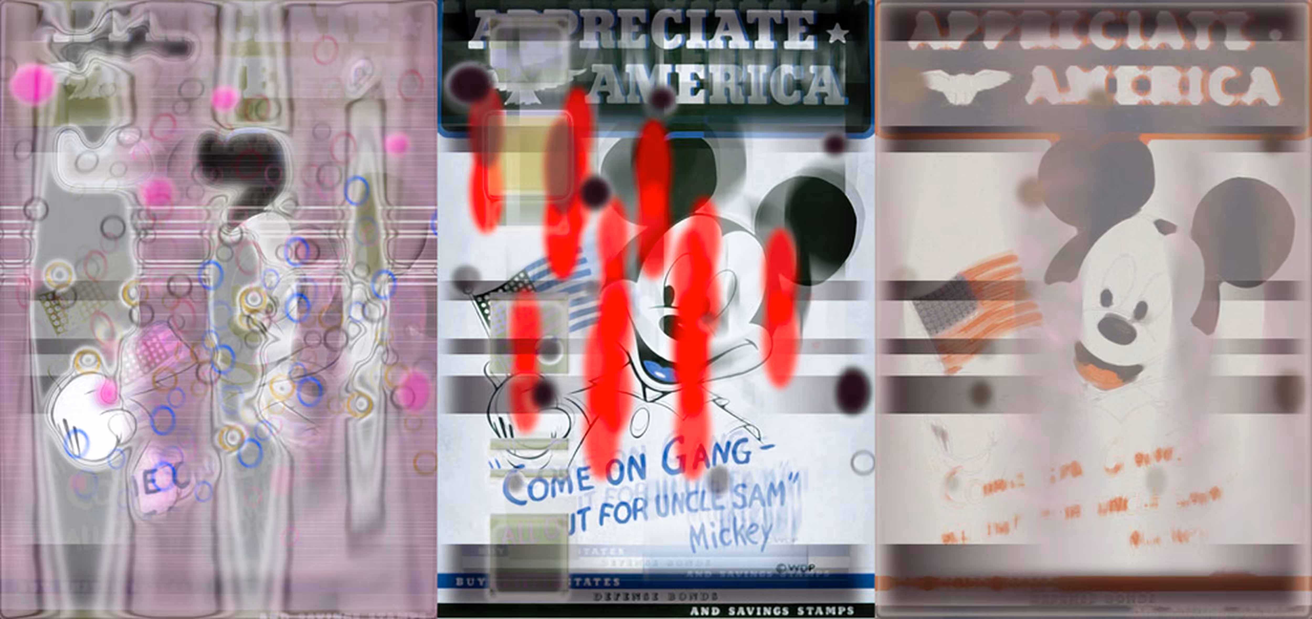 Generative Propaganda #001 - 'come on gang' Triptychon