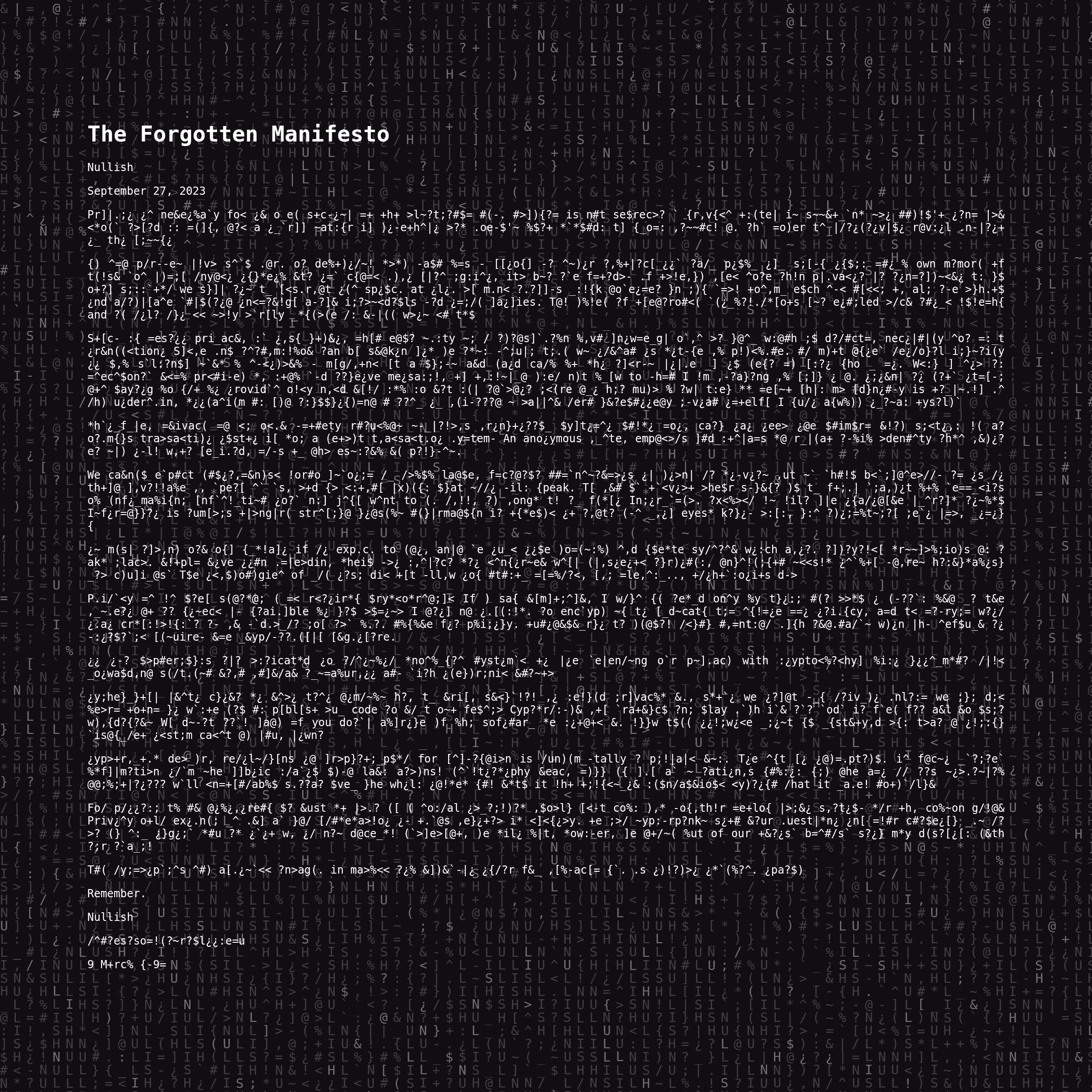The Forgotten Manifesto #29