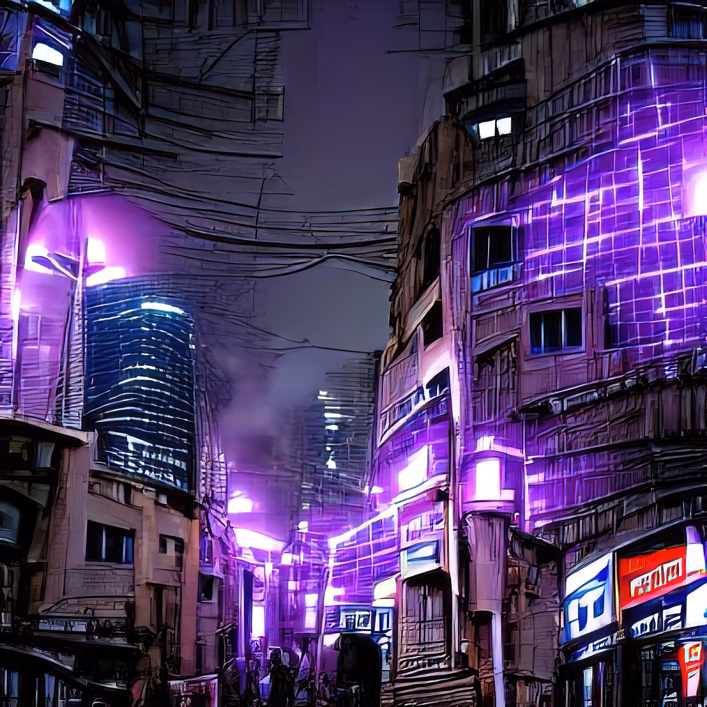 streets of cyberpunk city purple light 4CQz7K2iSnuovf39O8Ru