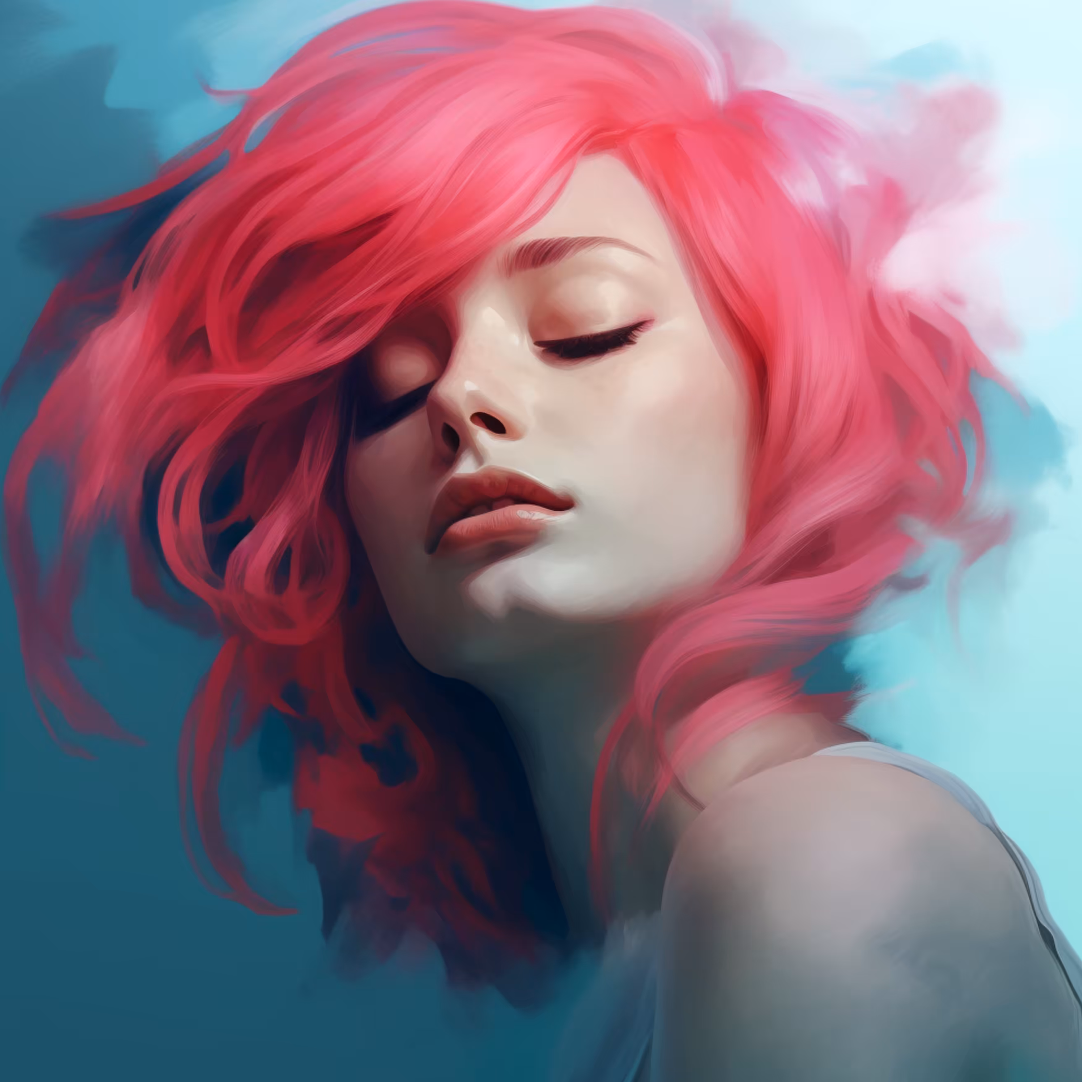 Dark pink and light blue