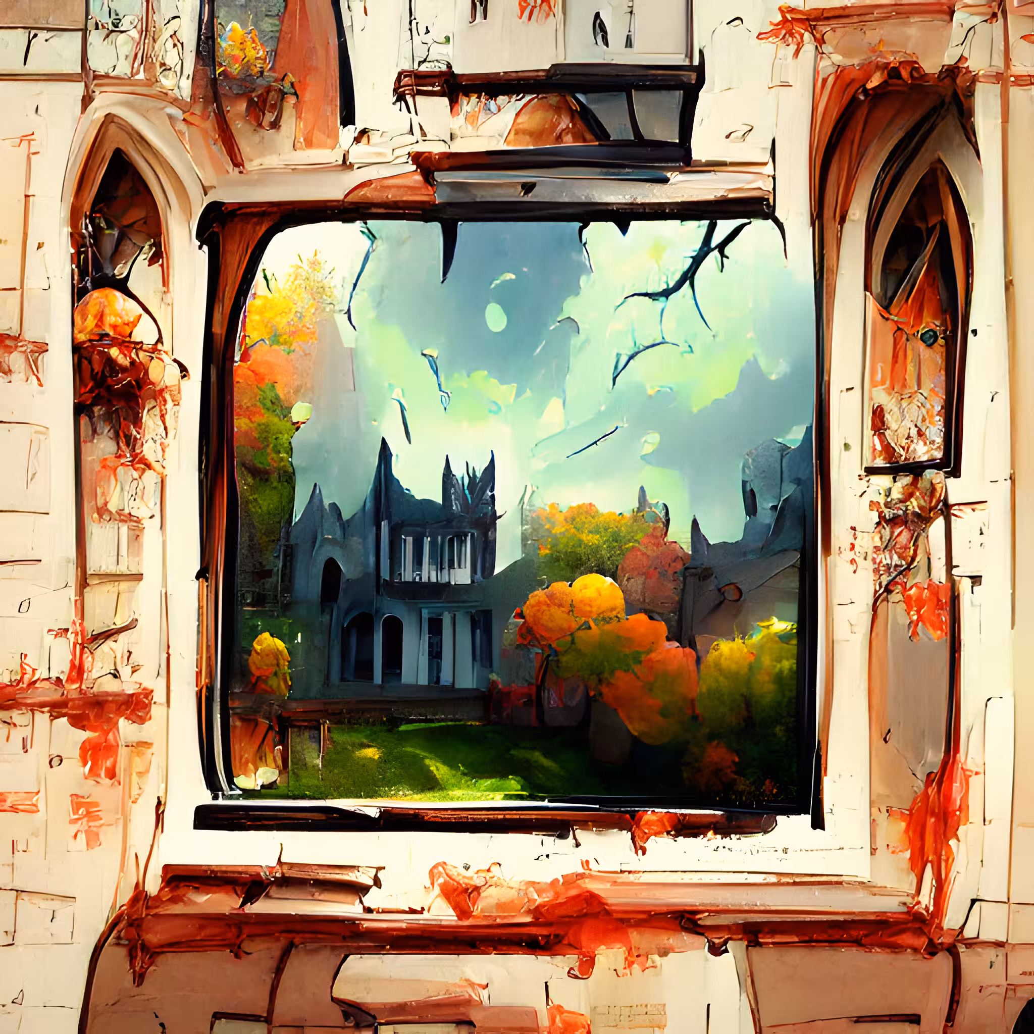 Window Upon the Grounds of a Gothic Manor
